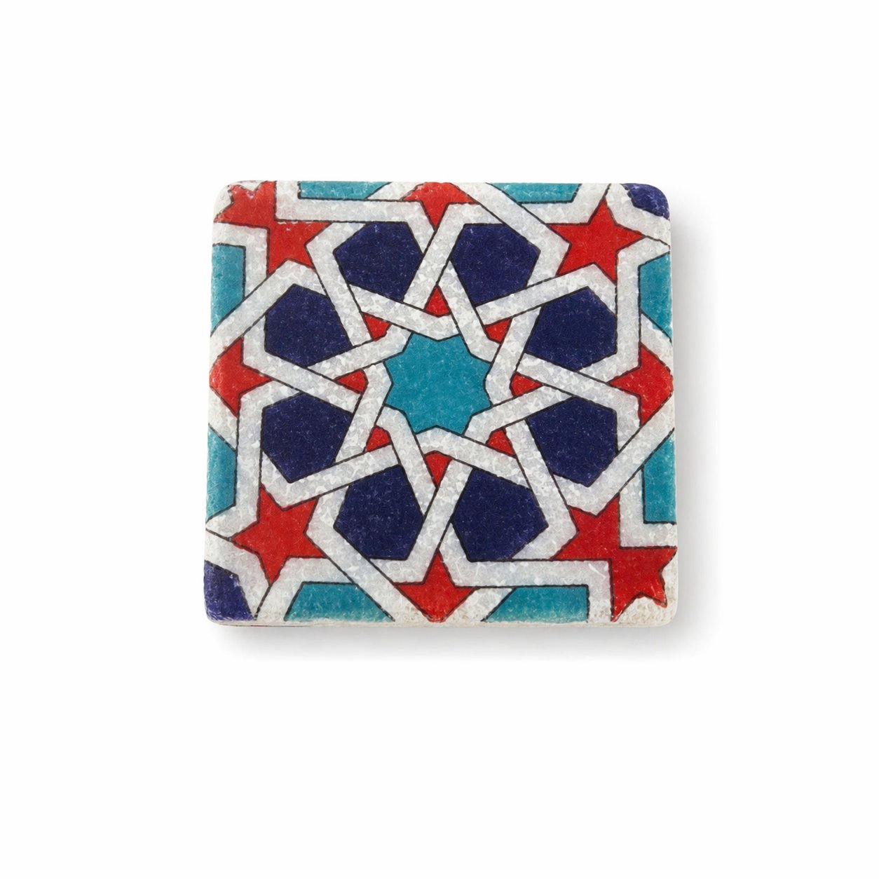 Etnik Geometrik Desenli Doğal Mermer Bardak Altlığı, Model: MRBL-2020104