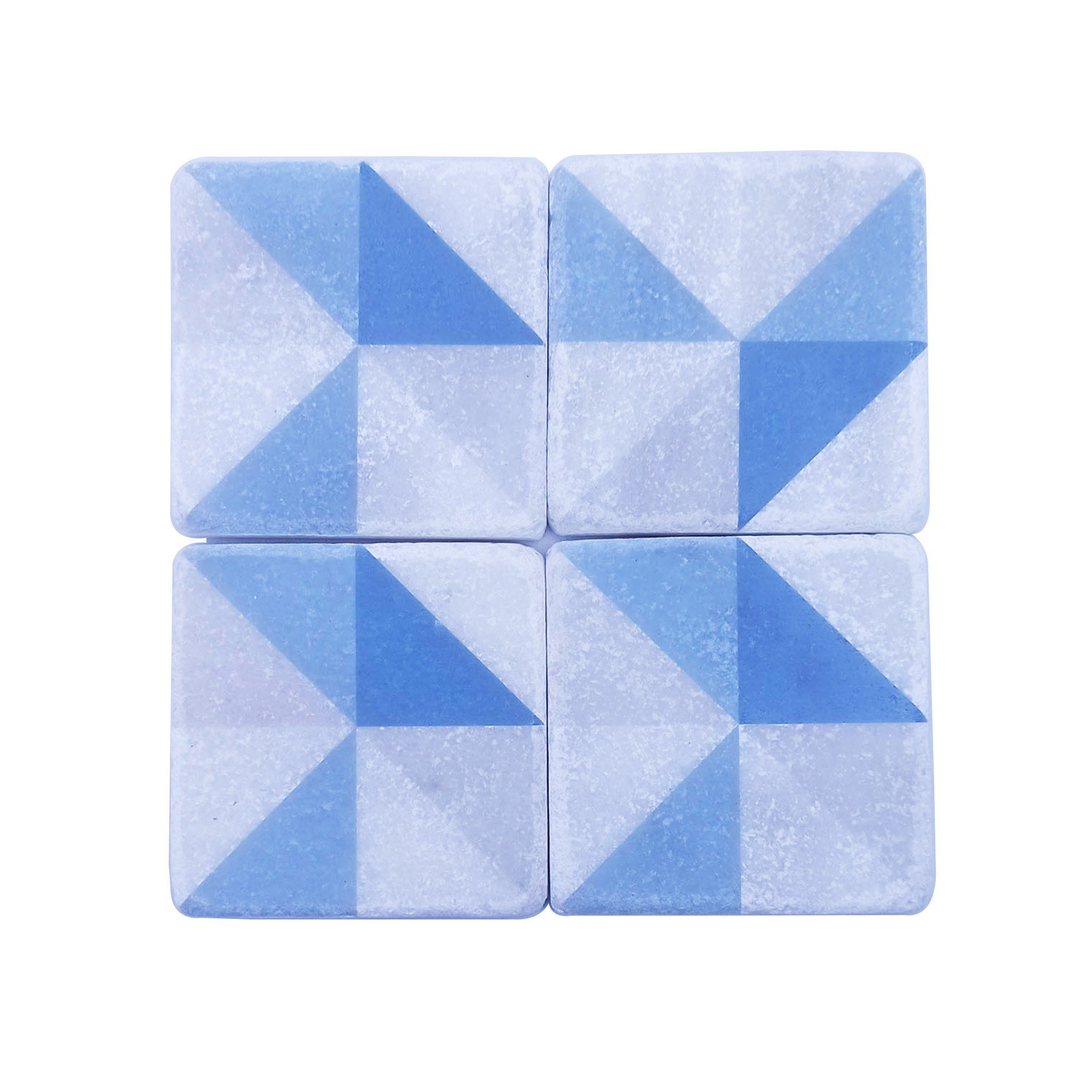 Geometrik Mavi Desenli Mermer Bardak Altlığı, Model: MRBL-2020126