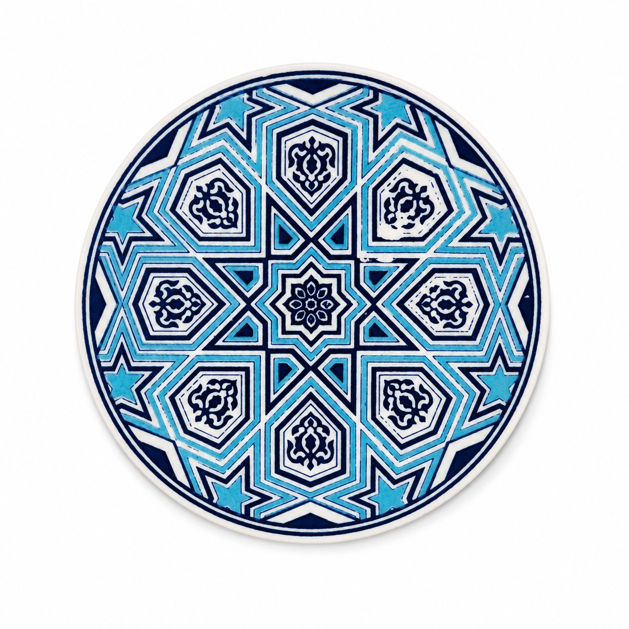 Geometrik ve Motifli Seramik Bardak Altlığı 4'lü Set