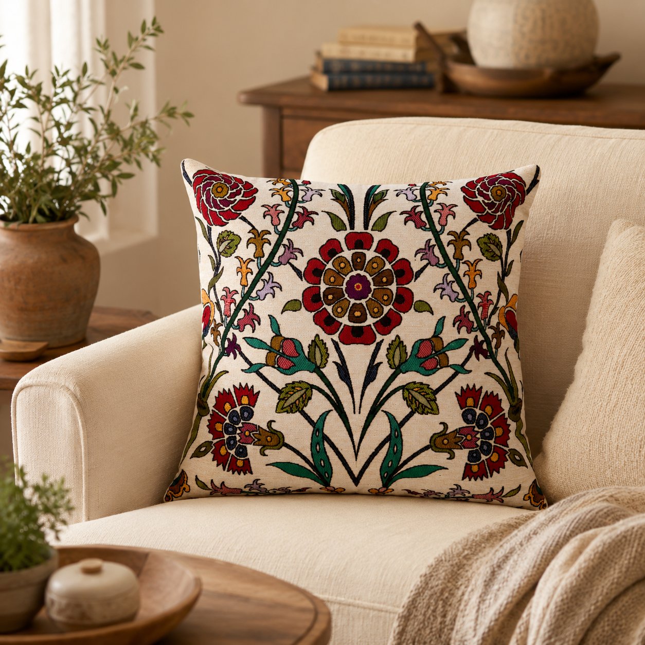 Klasik Desenli Dekoratif Goblen Kırlent Kılıfı, Model: GBLN-3040