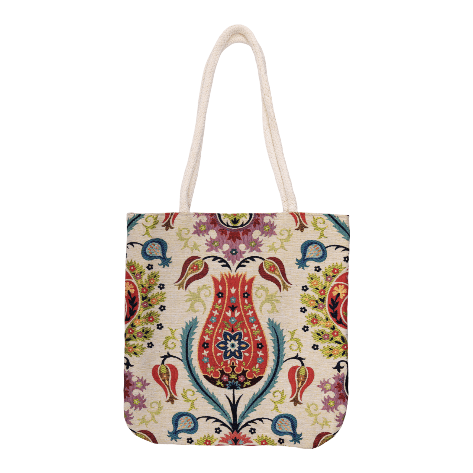 Lale Motifli Goblen Kumaş Heybe Çanta | Model: GBLN-3530