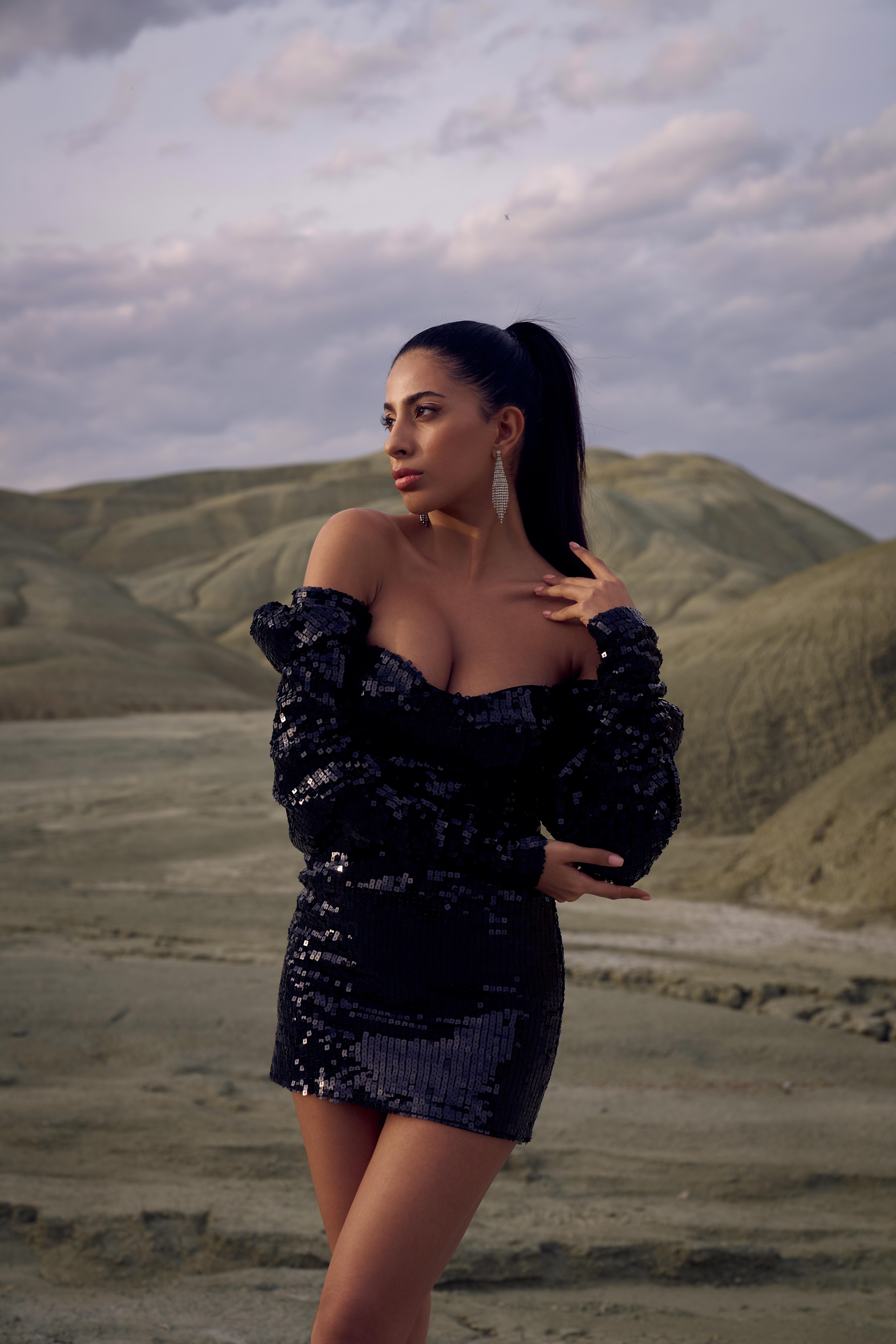 Ballon Sleeved Mini Dress