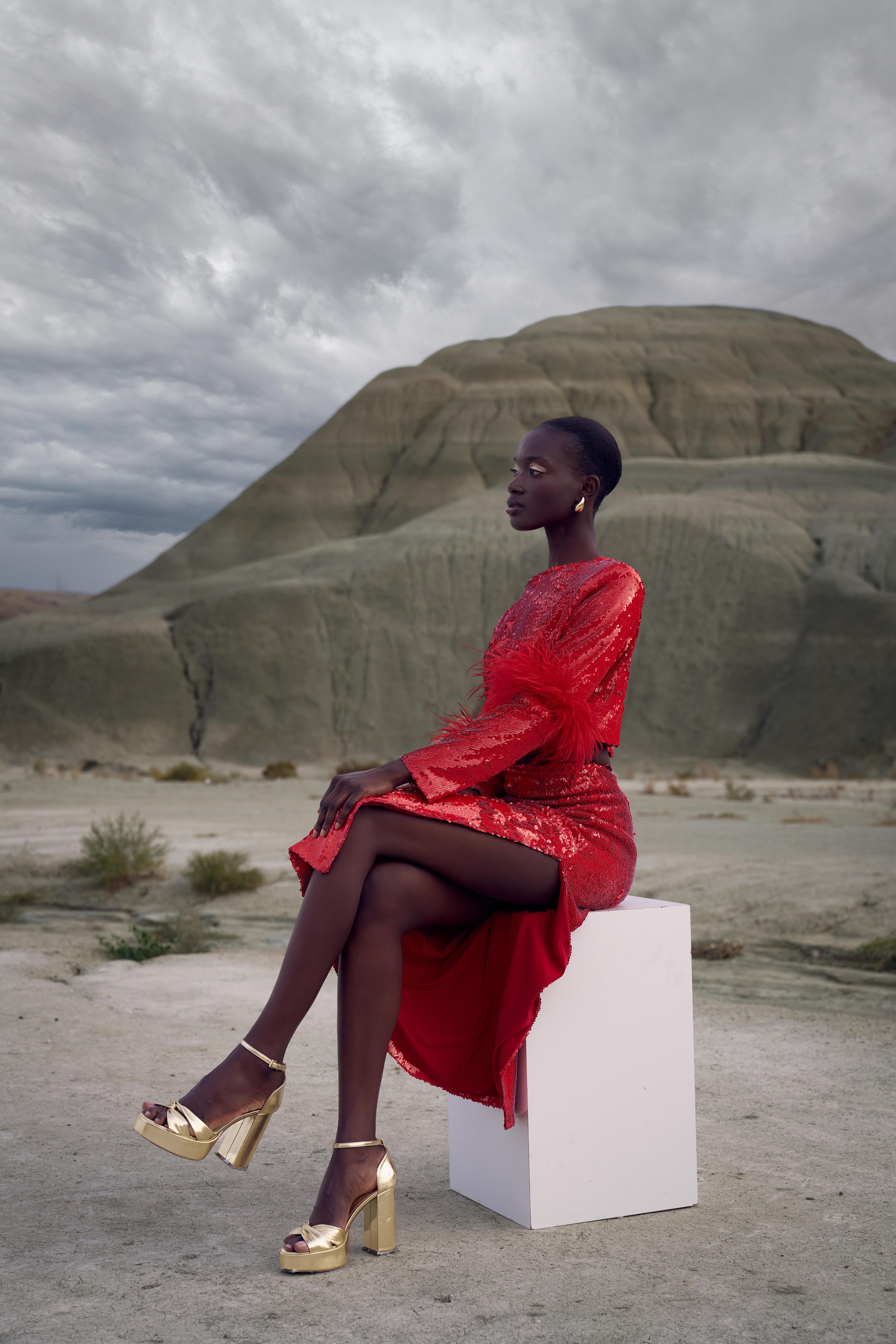 Sequined Red Top Skirt