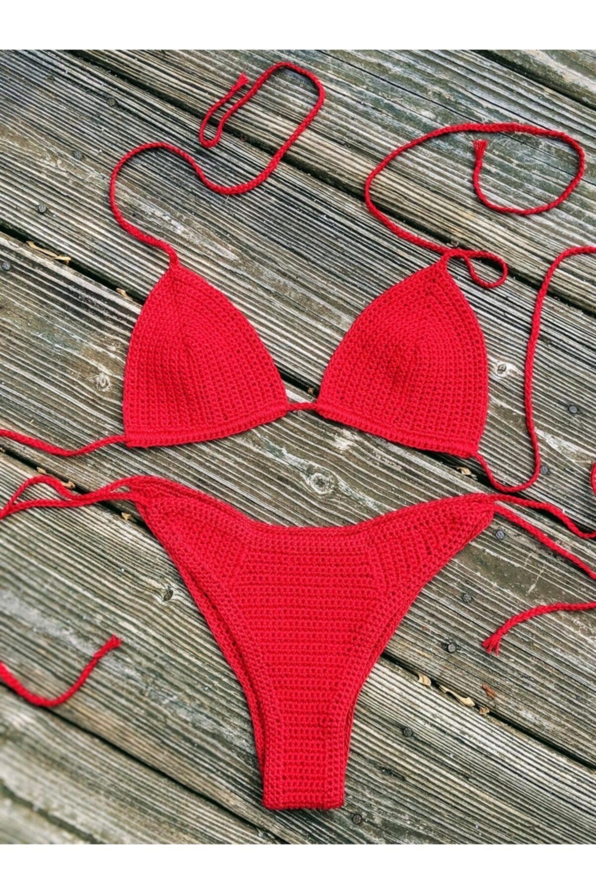 Kadın Tığ Işi Örgü Bikini Takım