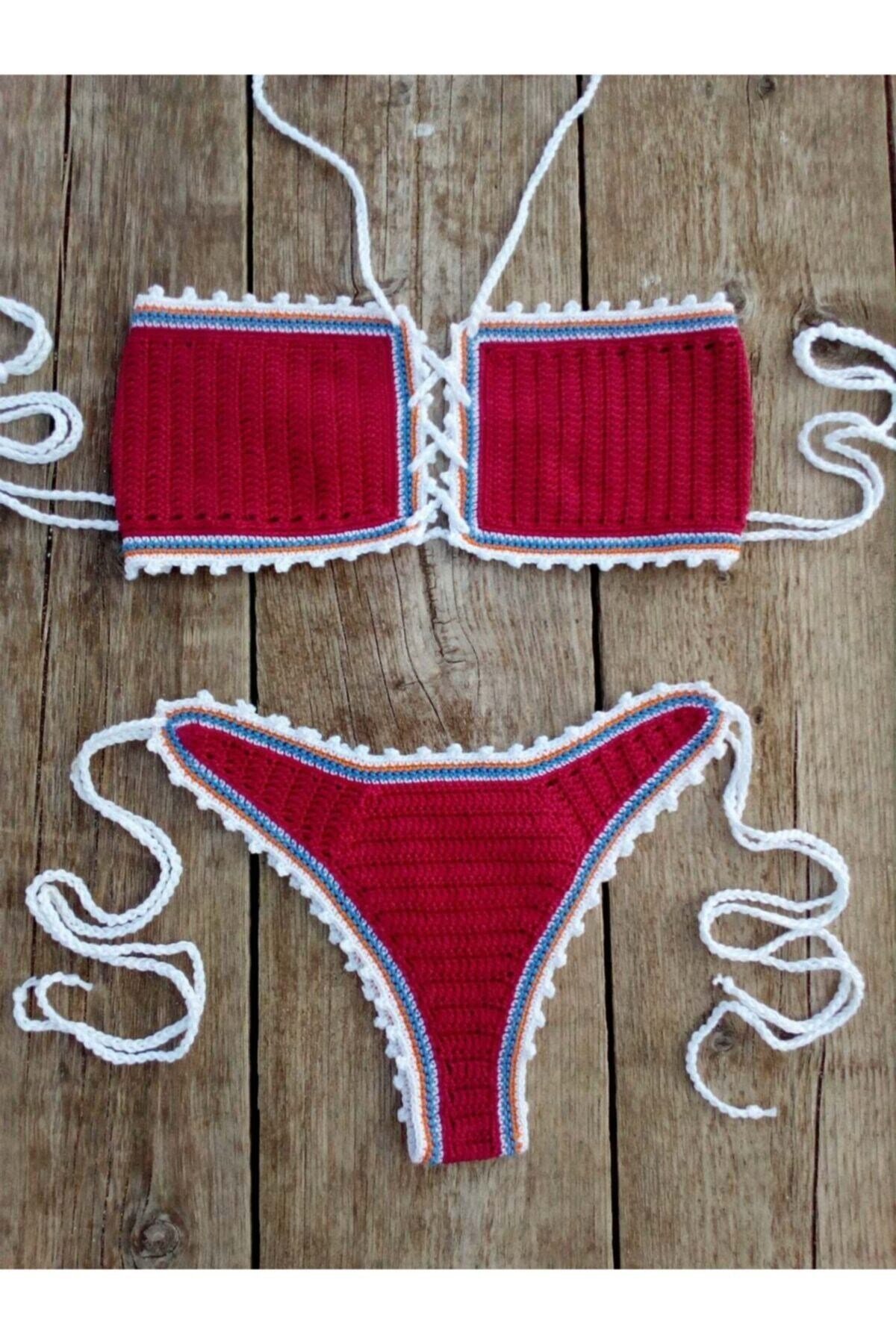 Major Tığ Örgü Straplez Bikini Takım
