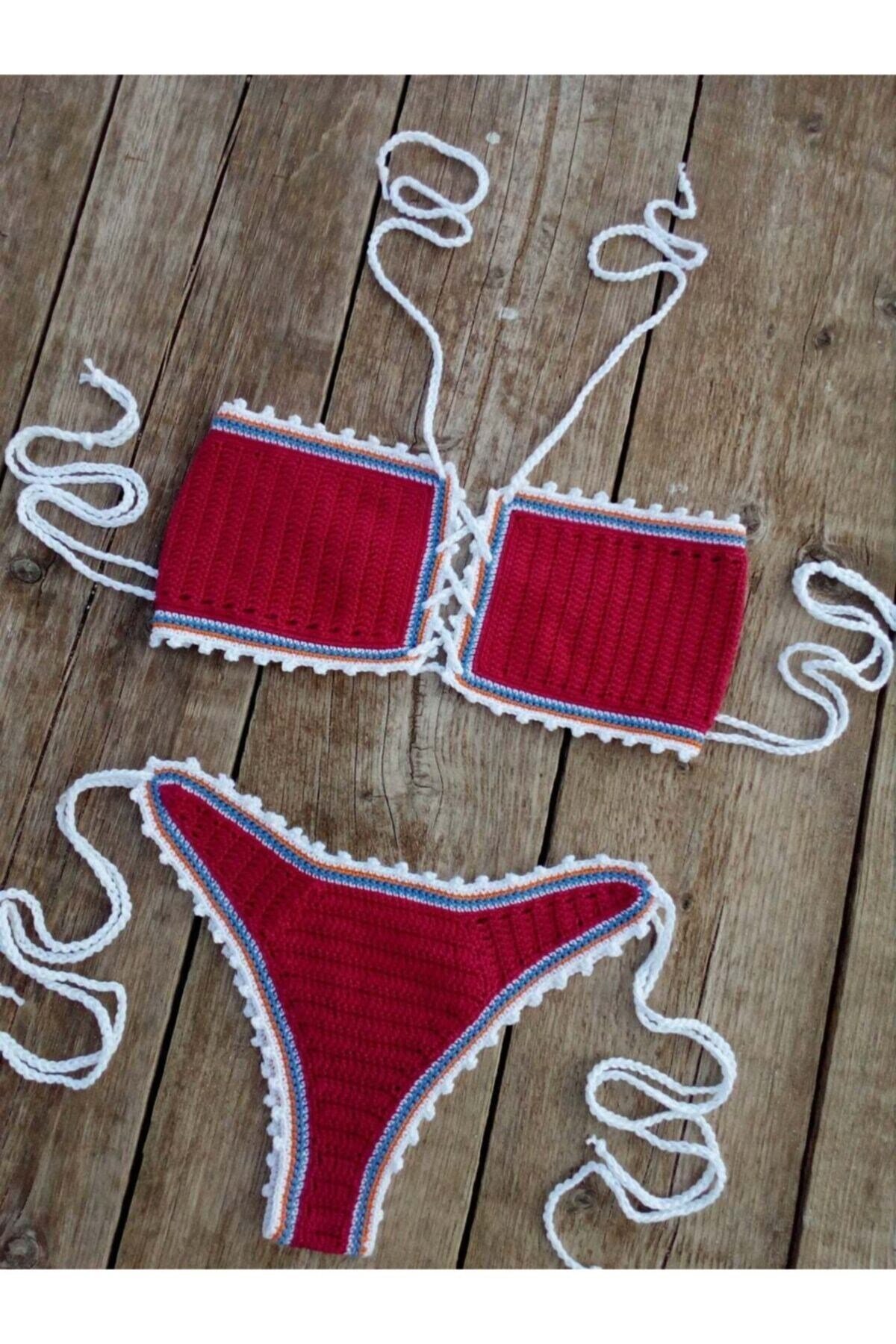 Major Tığ Örgü Straplez Bikini Takım