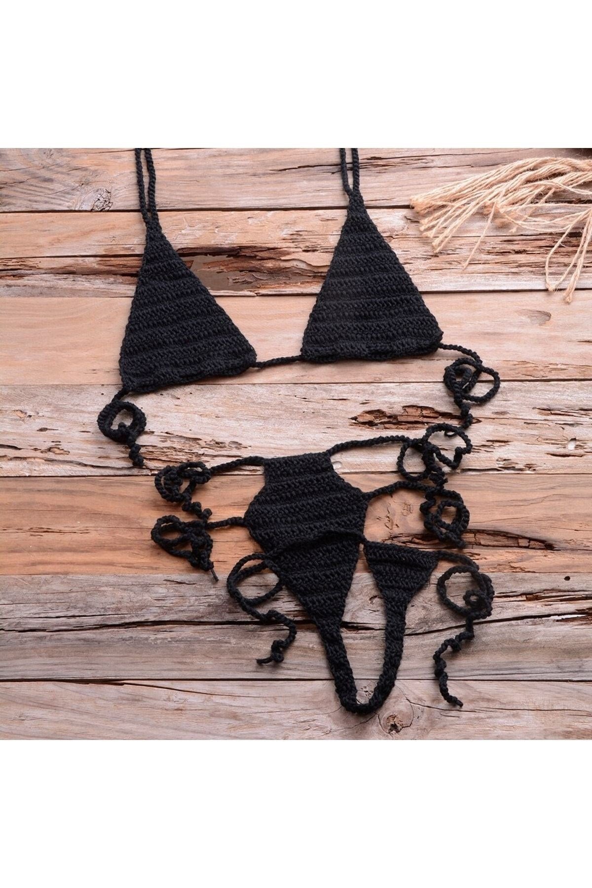 Major Tığ Örme String Tanga Bikini Çamaşır Takım
