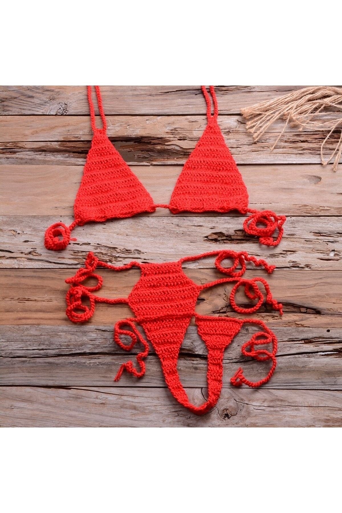 Major Tığ Örme String Tanga Bikini Çamaşır Takım