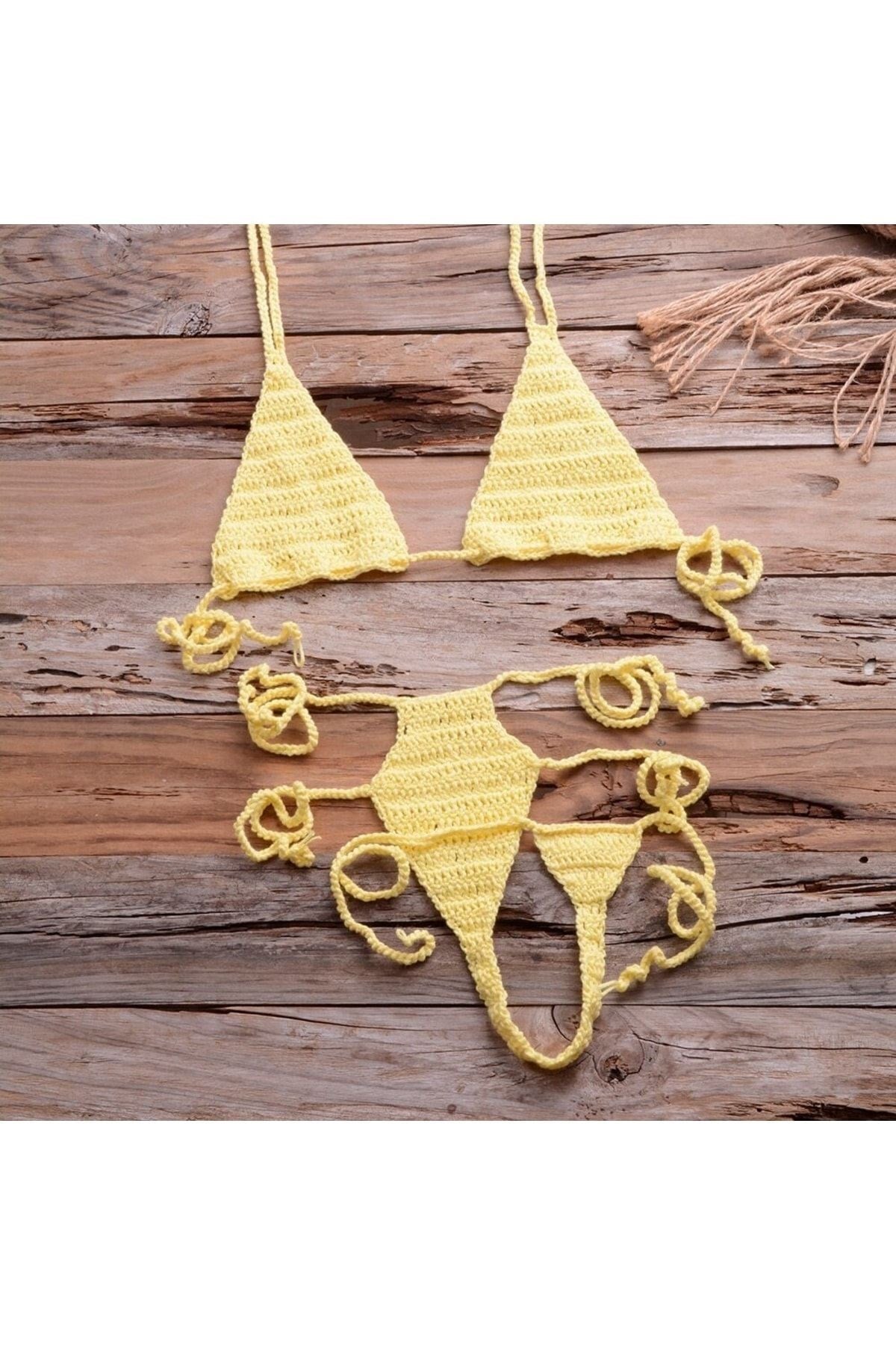Major Tığ Örme String Tanga Bikini Çamaşır Takım