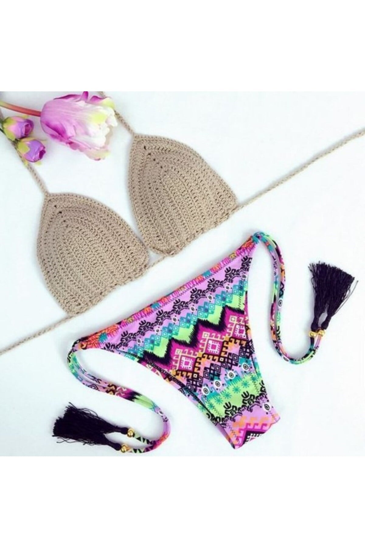 Tığ Örgü Bikini Üstü