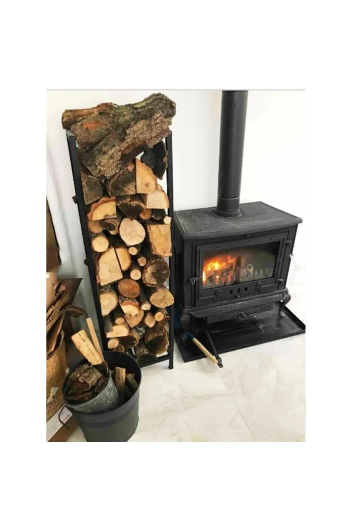 Lignum Dekoratif Metal Odunluk Şömine Odun Sehpası 120CM