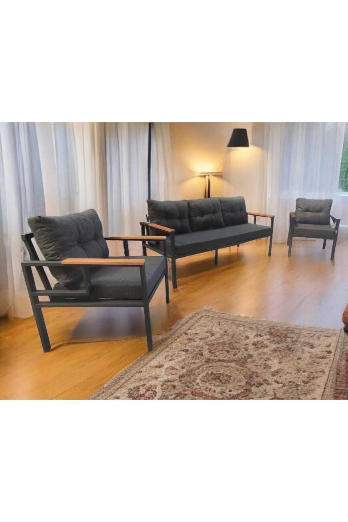 Pi Elize Bahçe Ve Balkon Mobilyası Antrasit 3 1 1