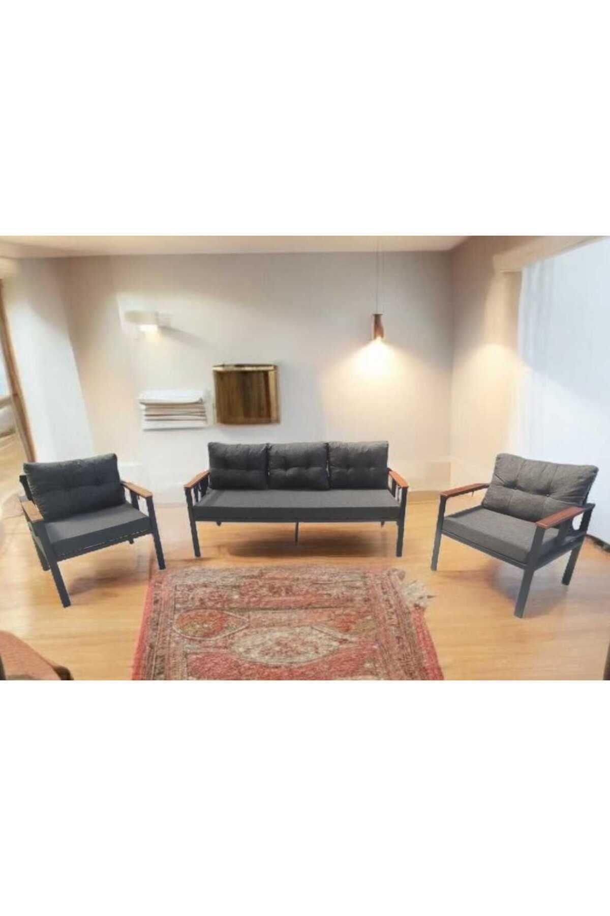 Pi Elize Bahçe Ve Balkon Mobilyası Antrasit 3 1 1