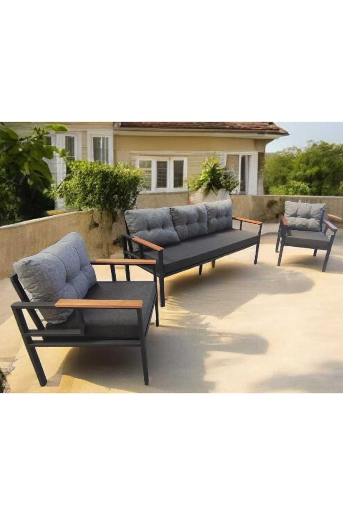 Pi Elize Bahçe Ve Balkon Mobilyası Antrasit Gri 3 1 1