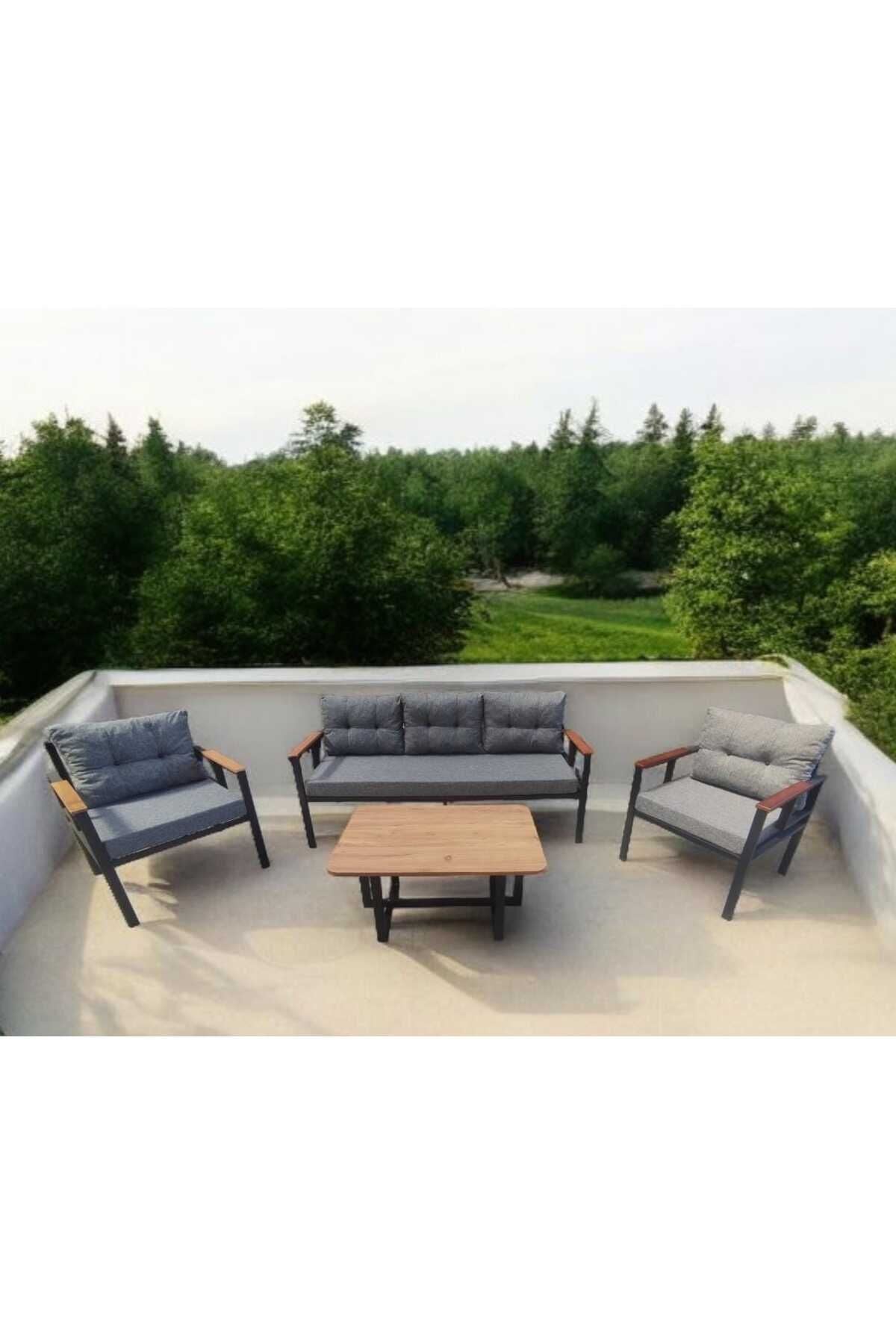 Pi Elize Bahçe Ve Balkon Mobilyası Gri 3 1 1 Sehpalı