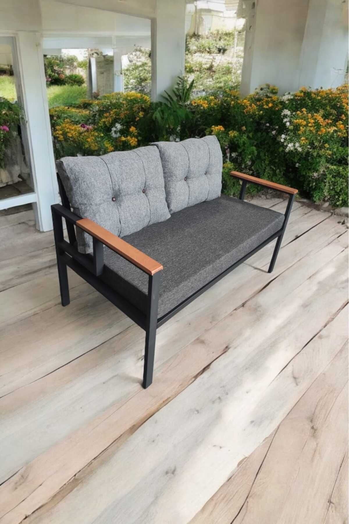 Pi Elize Tekli Bahçe Mobilyası,balkon Mobilyası 2'li 60x120cm Antrasit Ve Gri