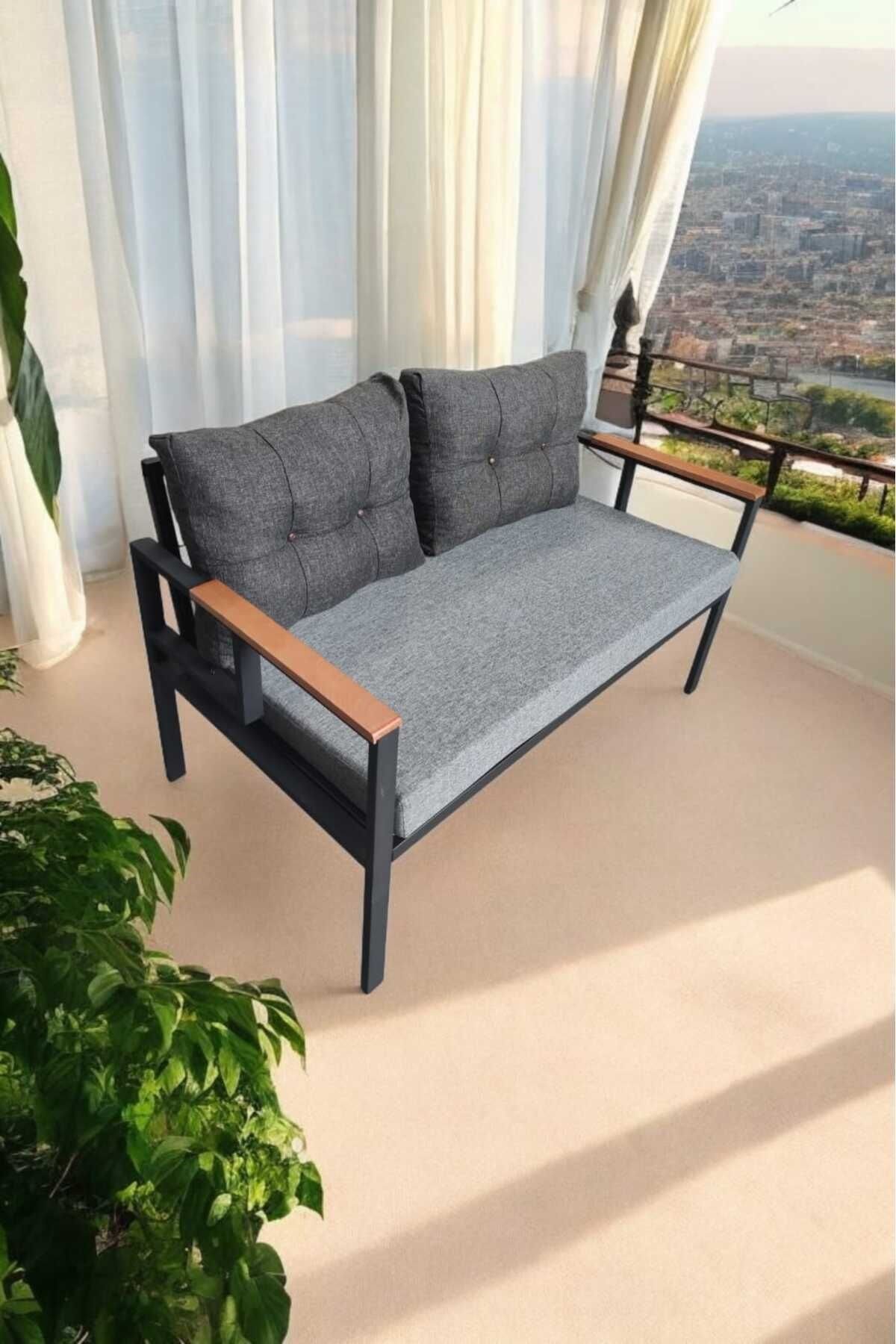 Pi Elize Tekli Bahçe Mobilyası,balkon Mobilyası 2'li 60x120cm Gri Ve Antrasit