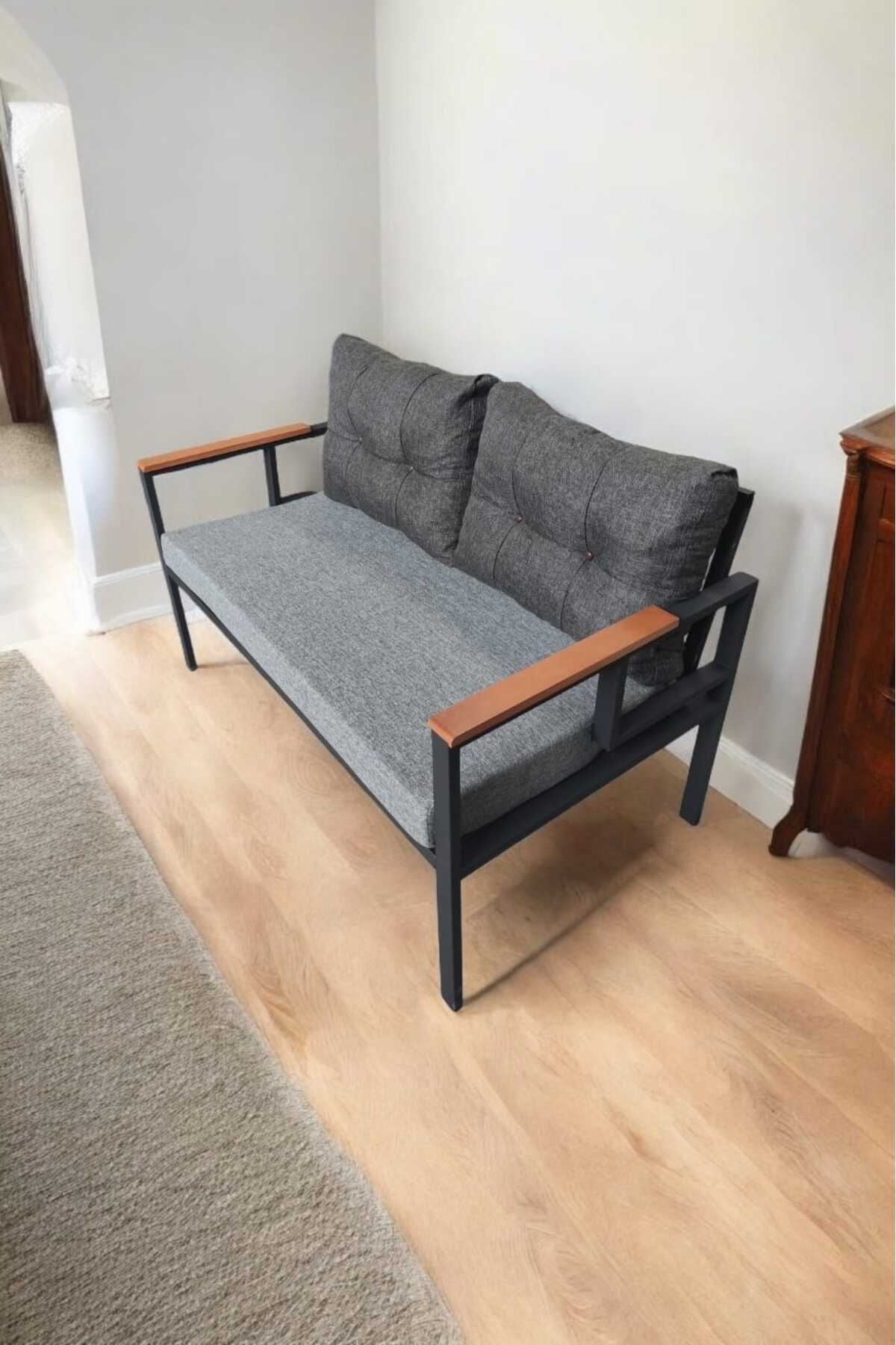 Pi Elize Tekli Bahçe Mobilyası,balkon Mobilyası 2'li 60x120cm Gri Ve Antrasit