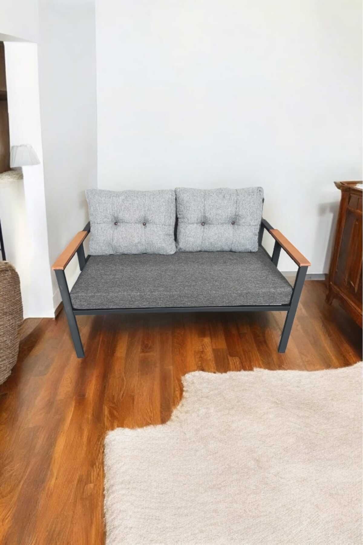 Pi Elize Tekli Bahçe Mobilyası,balkon Mobilyası 2'li 60x120cm Antrasit Ve Gri