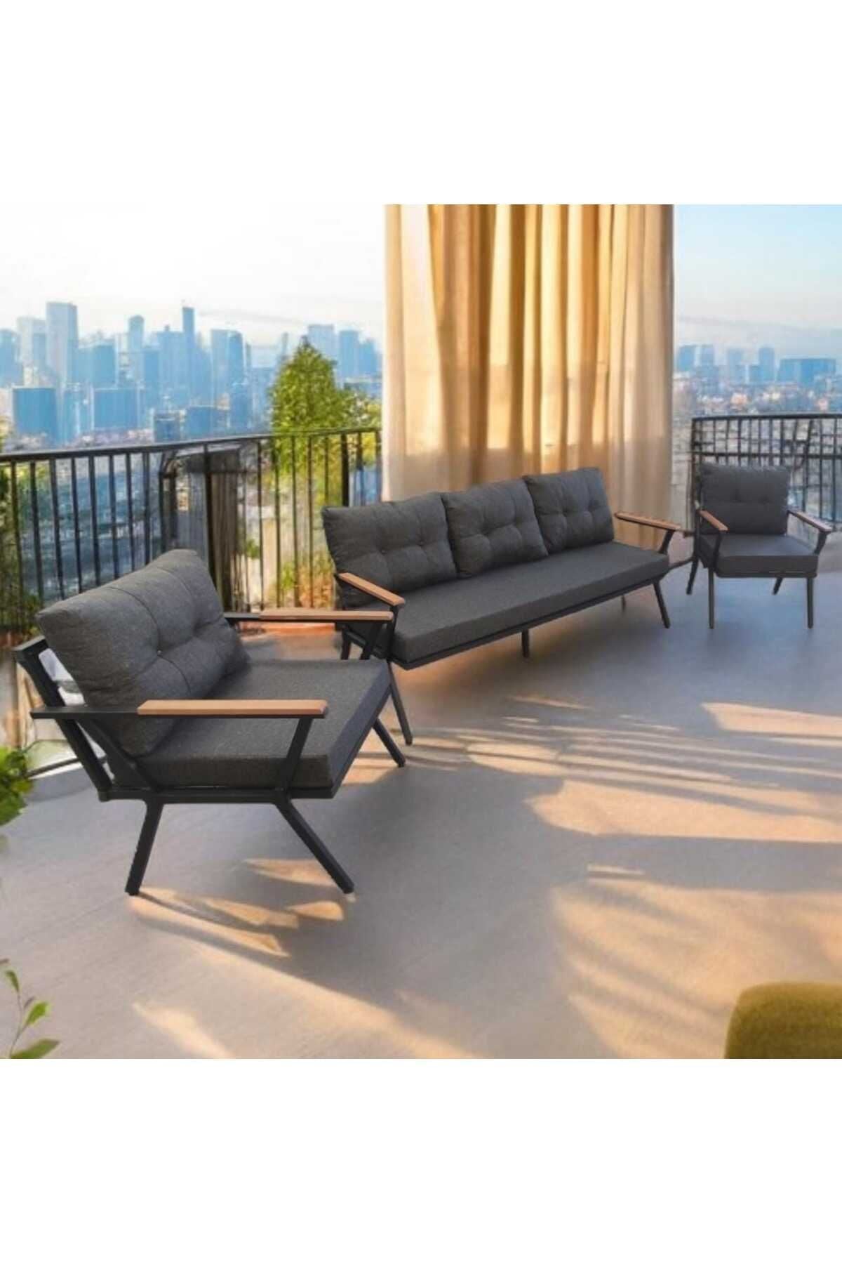 Pi Locca Bahçe Ve Balkon Mobilyası Antrasit 3 1 1