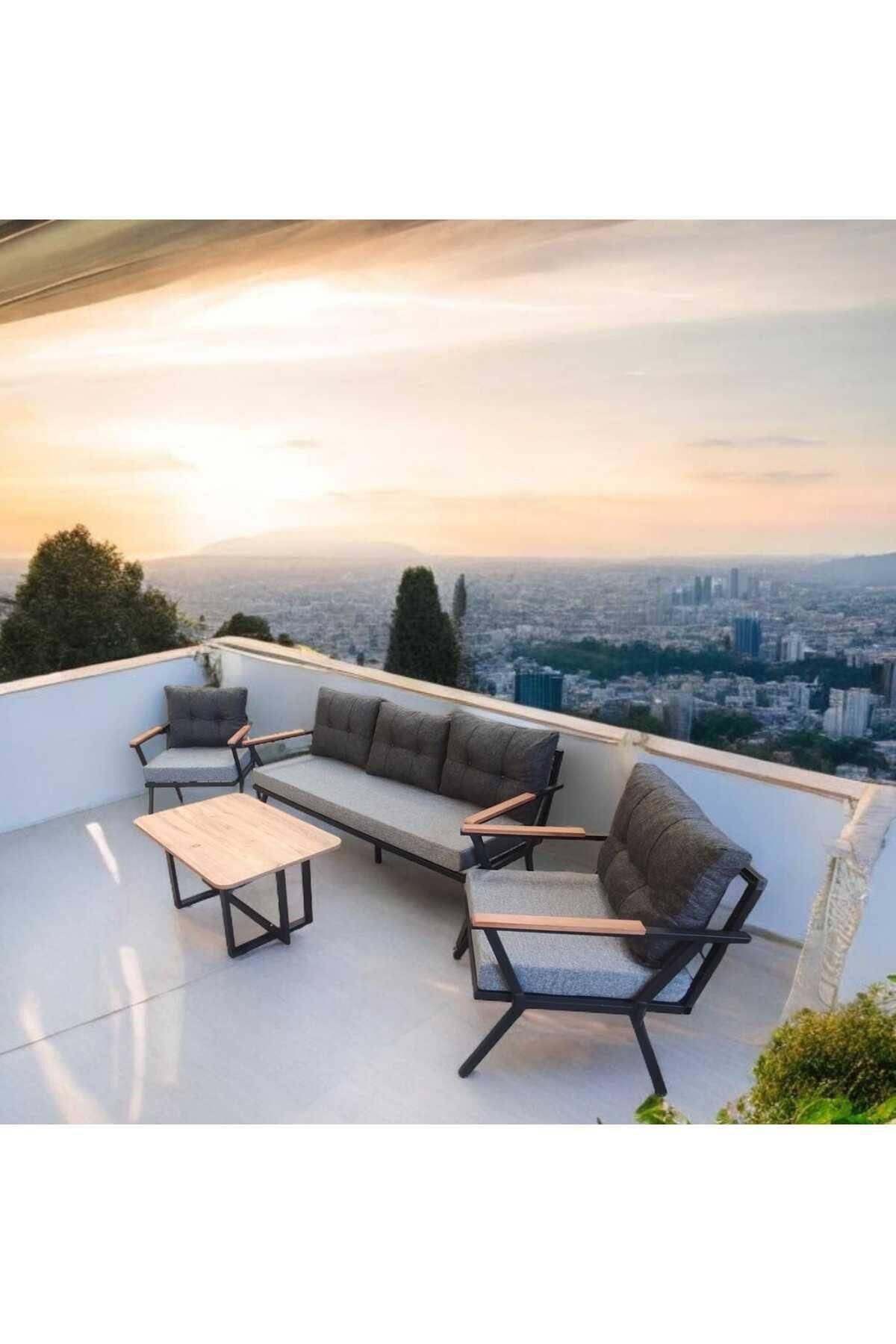 Pi Locca Bahçe Ve Balkon Mobilyası Gri Antrasit 3 1 1 Sehpalı