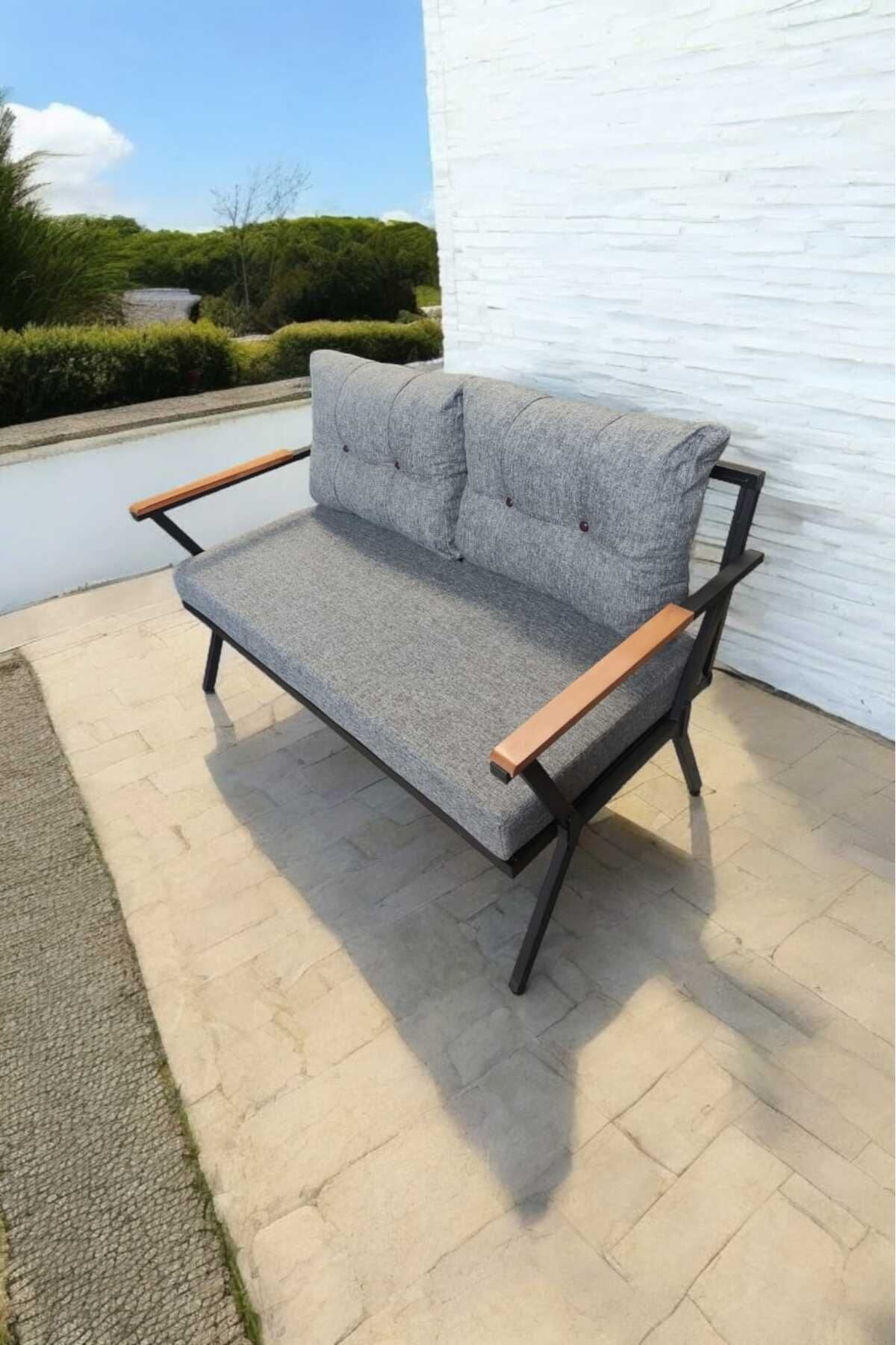 Pi Locca Tekli Bahçe Mobilyası,balkon Mobilyası 2'li 60x120cm Gri