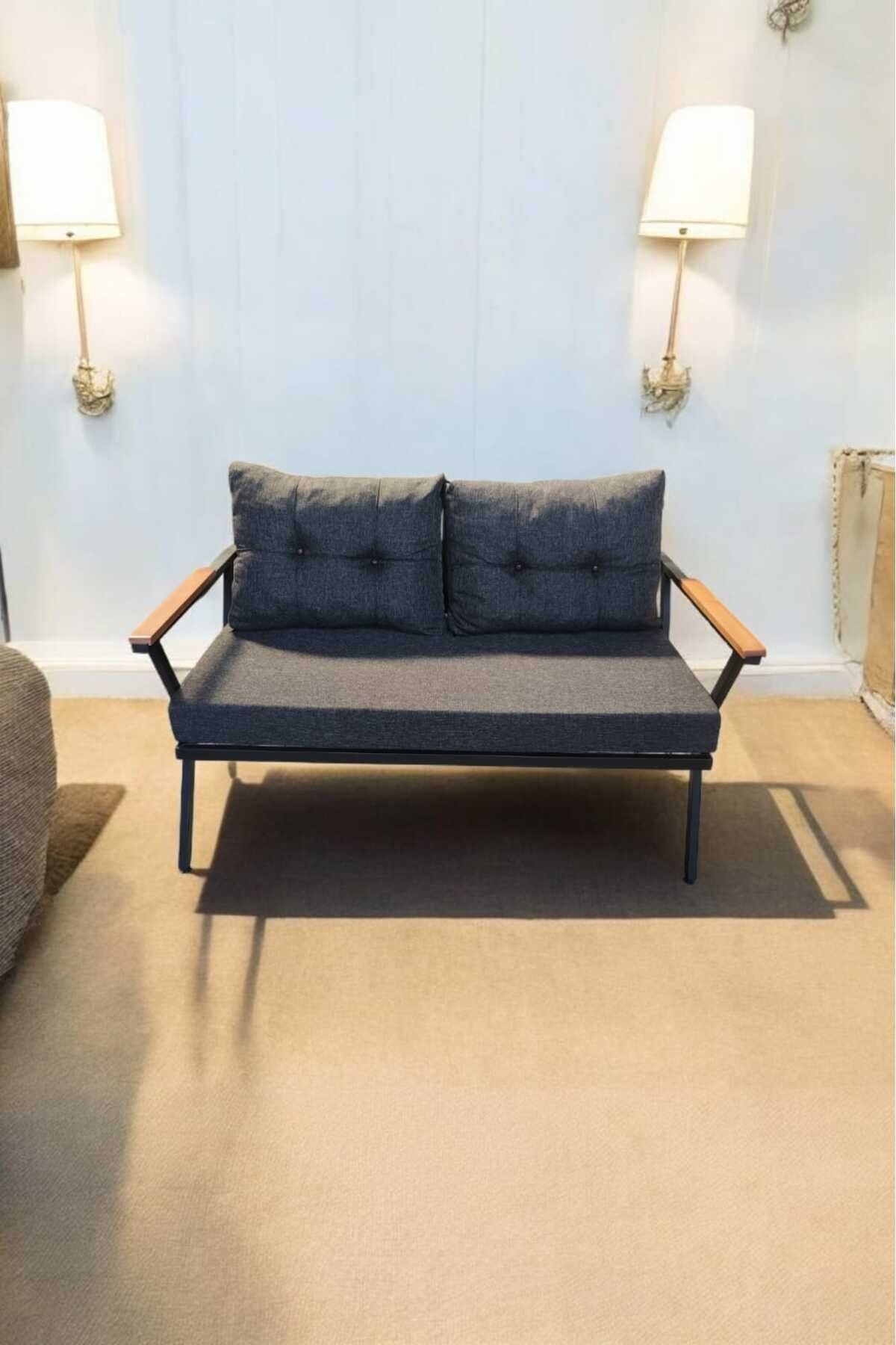 Pi Locca Tekli Bahçe Mobilyası,balkon Mobilyası 2'li 60x120cm Antrasit