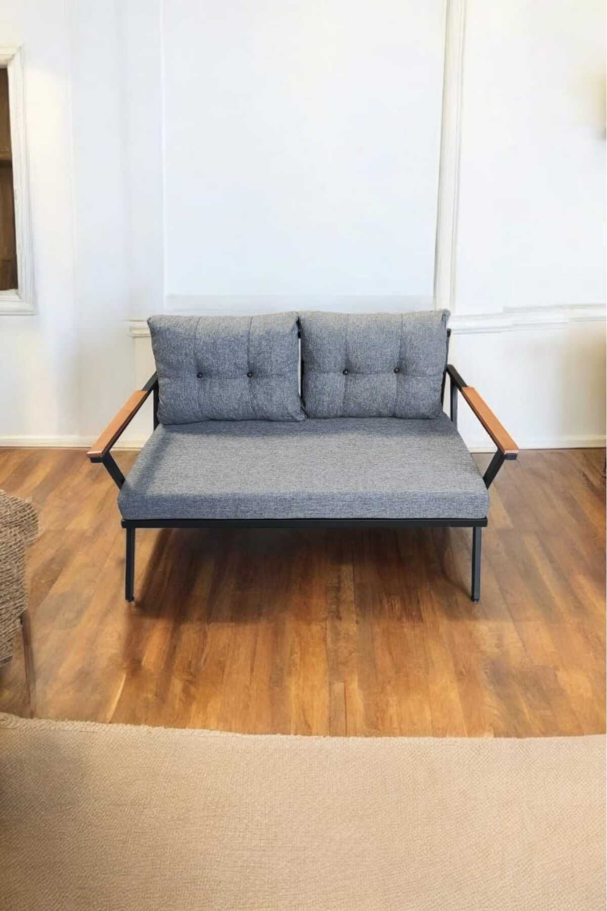 Pi Locca Tekli Bahçe Mobilyası,balkon Mobilyası 2'li 60x120cm Gri