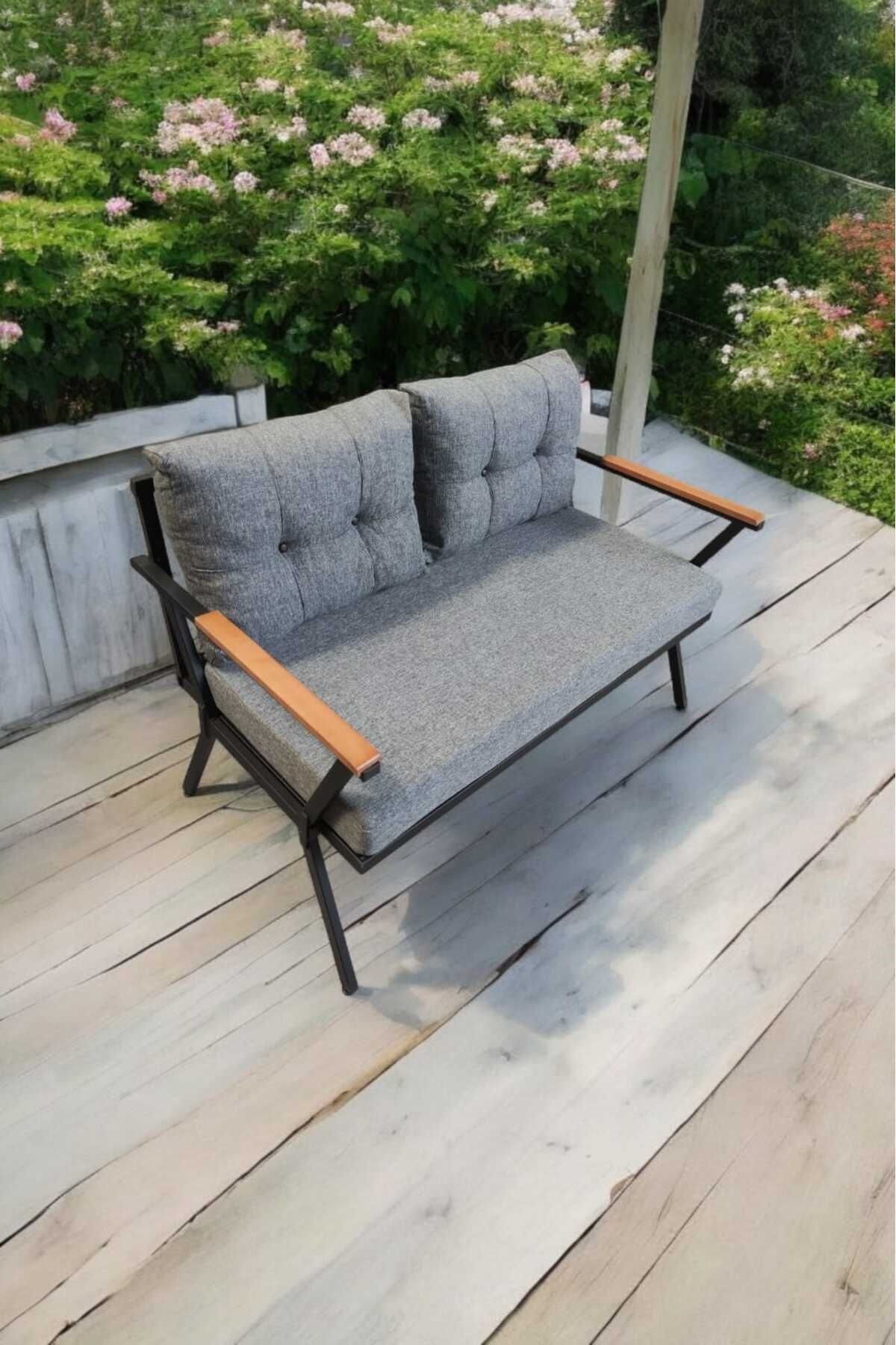 Pi Locca Tekli Bahçe Mobilyası,balkon Mobilyası 2'li 60x120cm Gri