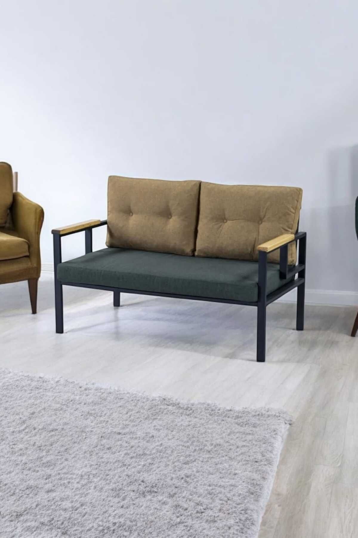 Pimango Pi Elize Demonte Metal Bahçe Ve Balkon Çay Seti, 2 1 1, Sarı-yeşil Renk