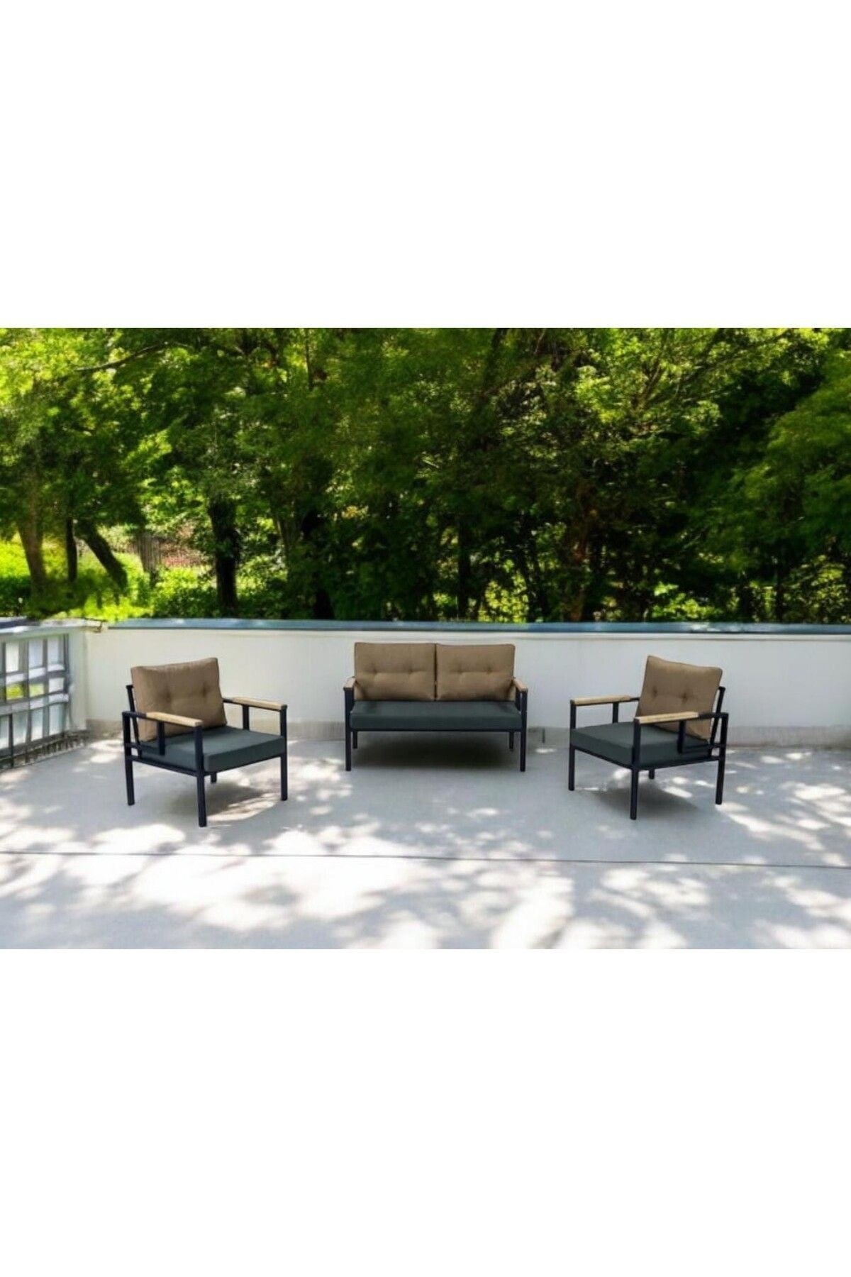 Pimango Pi Elize Demonte Metal Bahçe Ve Balkon Çay Seti, 2 1 1, Sarı-yeşil Renk