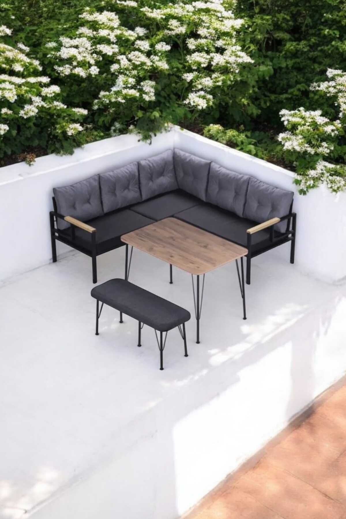 Pimango Pi Elize Demonte Metal Mutfak,balkon Ve Bahçe Takımı,köşe Takımı 180x180