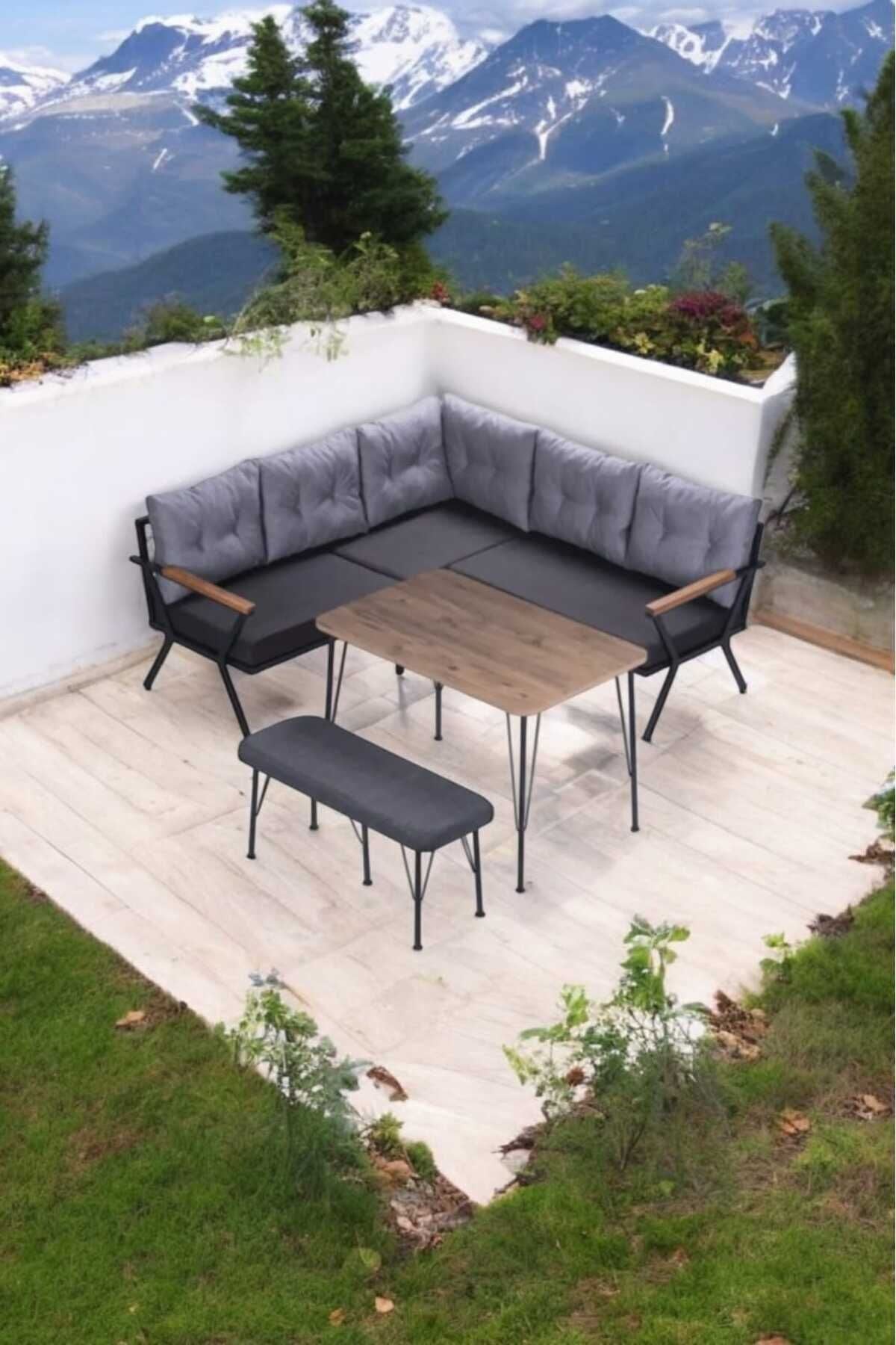 Pimango Pi Locca Demonte Metal Mutfak Köşe Takımı, 180x180 Sehpalı