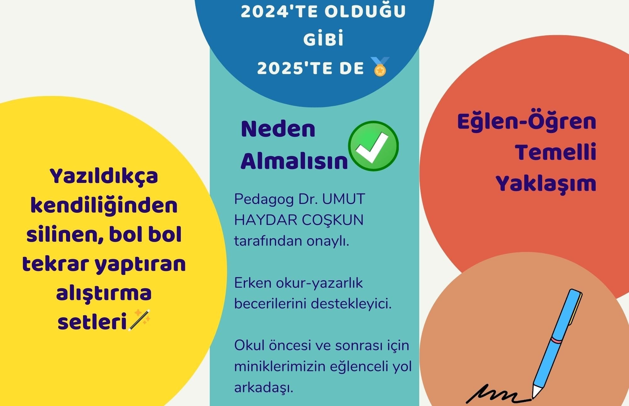 Harfleri | Sayıları ve Çizmeyi Öğreten 3'lü Alıştırma Kitabı - Oluklu(Kabartmalı) Sihirli Uçan Kalemli
