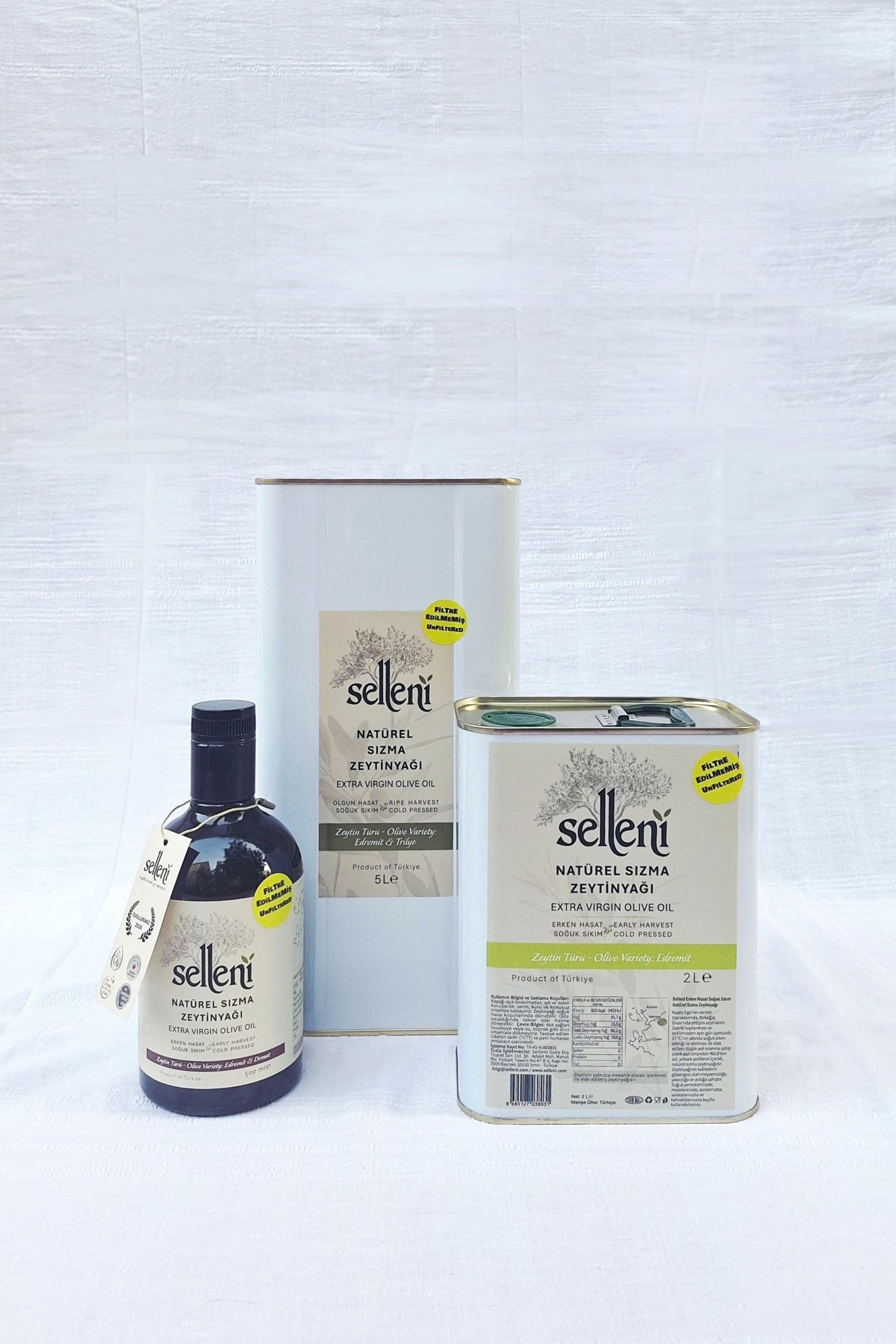 Selleni Soğuk Sıkım Zeytinyağı / Üçlü Set