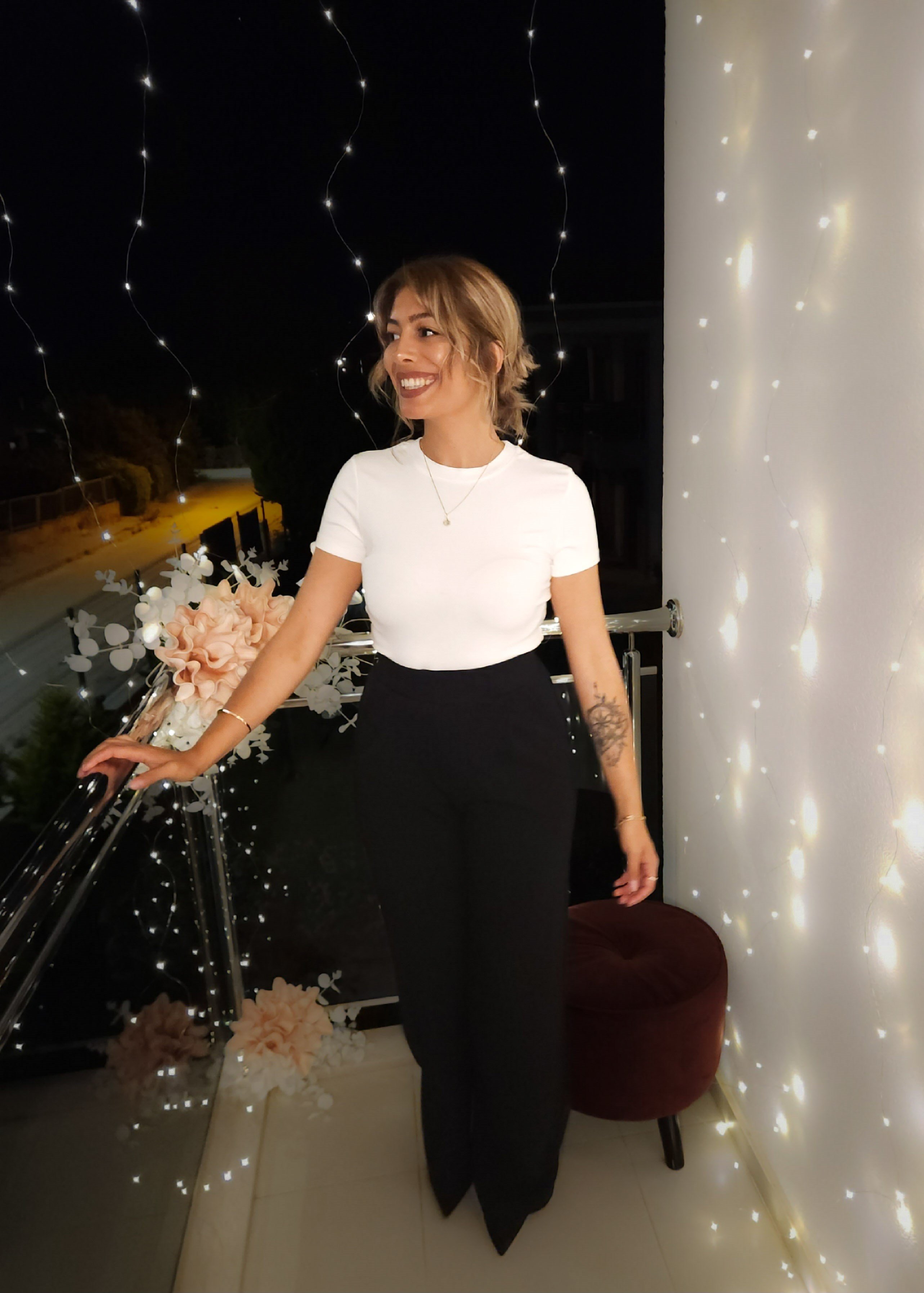 Oysho Kumaş Tişört - Sari/Siyah/Beyaz