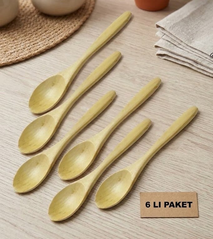 Doğal Bambu Ek Gıdaya Geçiş ve Bebek Besleme Kaşık Seti (6'lı Paket)
