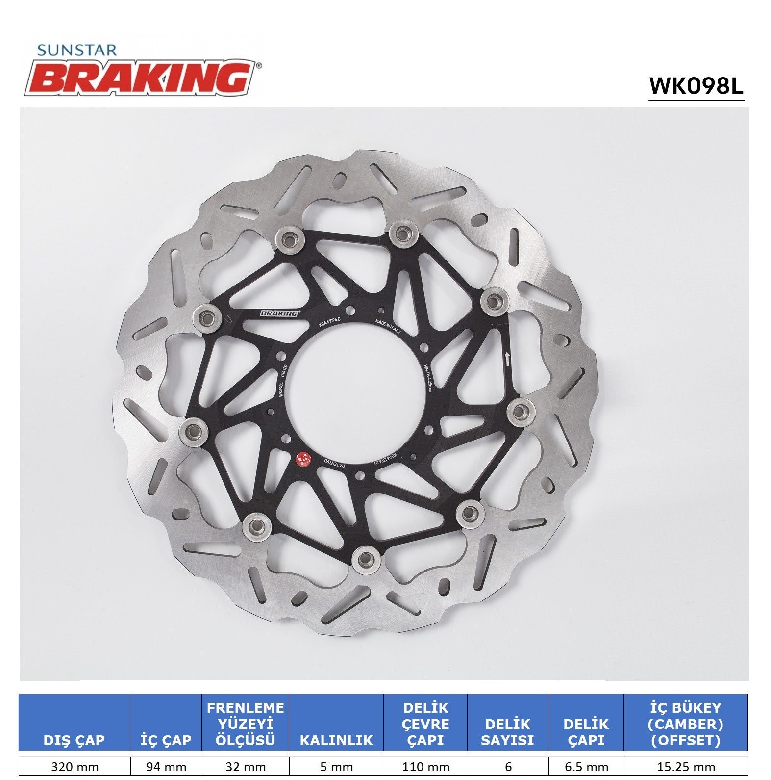 BRAKING HONDA CBR 1000RR DALGALI ÖN PERFORMANS FREN DİSKİ (SOL)