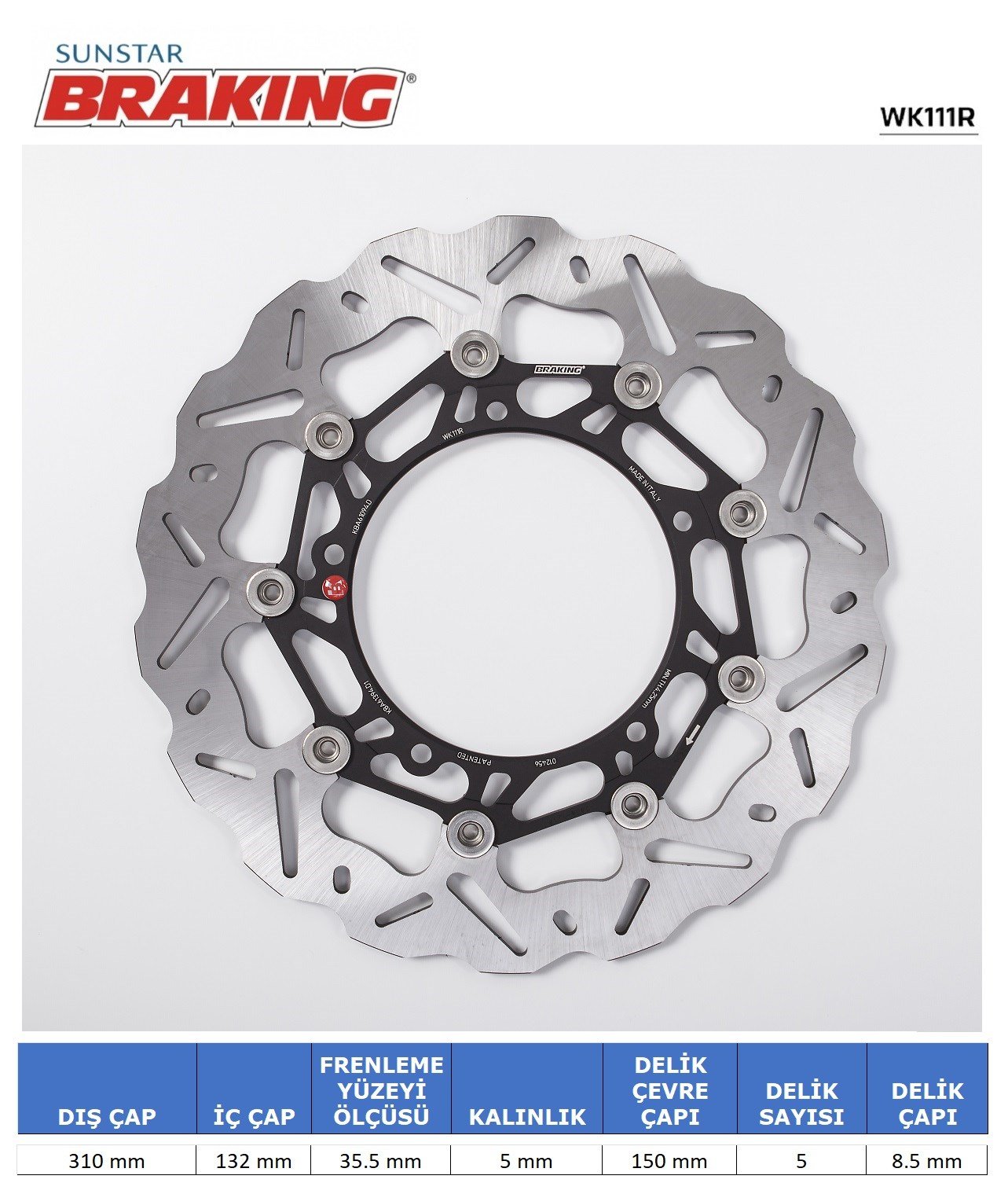 BRAKING YAMAHA R6 / FZ8 / XTZ 1200 DALGALI ÖN PERFORMANS FREN DİSKİ (SAĞ)