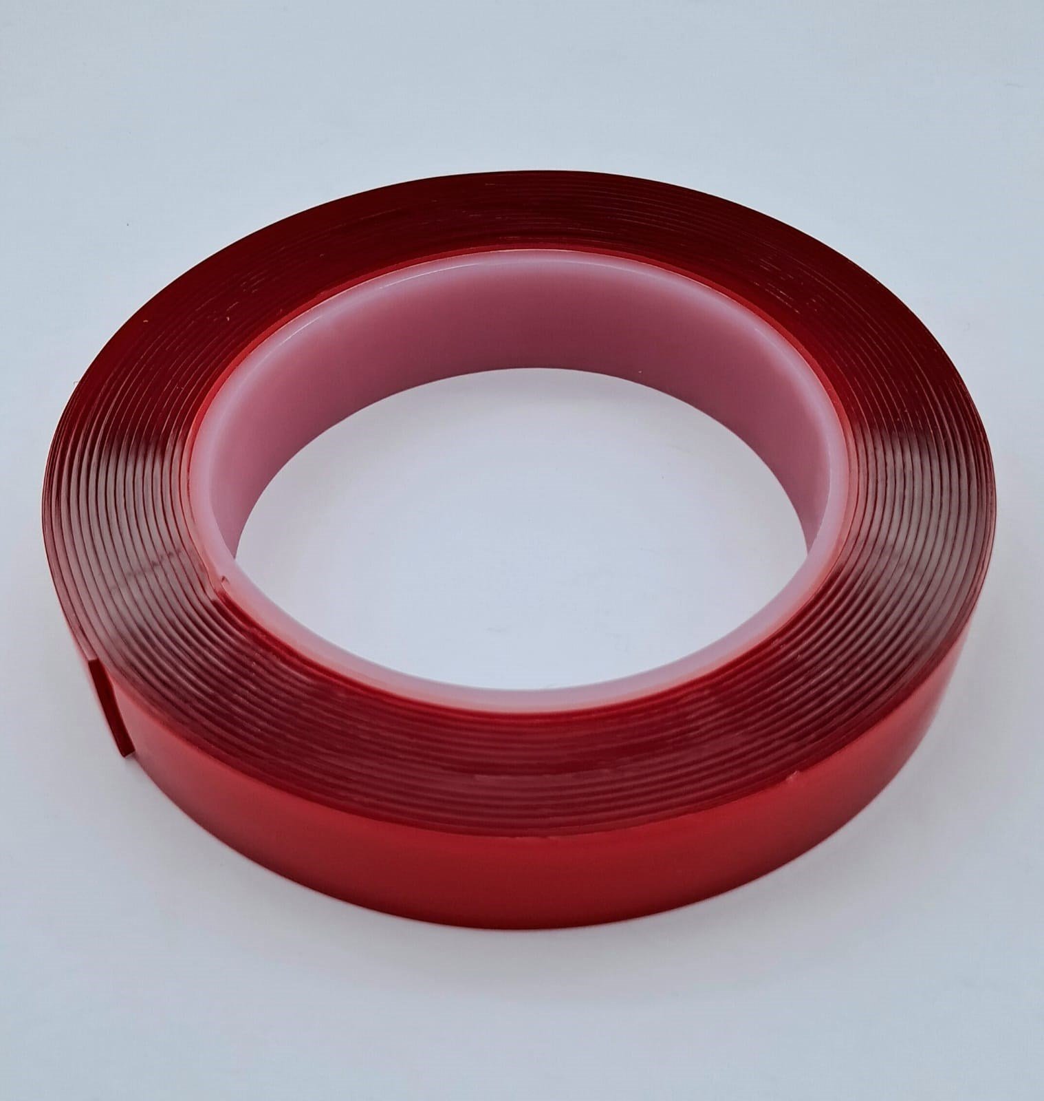 CEVHERS ÇİFT TARAFLI BANT 20MM * 5MT KIRMIZI ŞEFFAF (1 PAKET = 5 ADET)