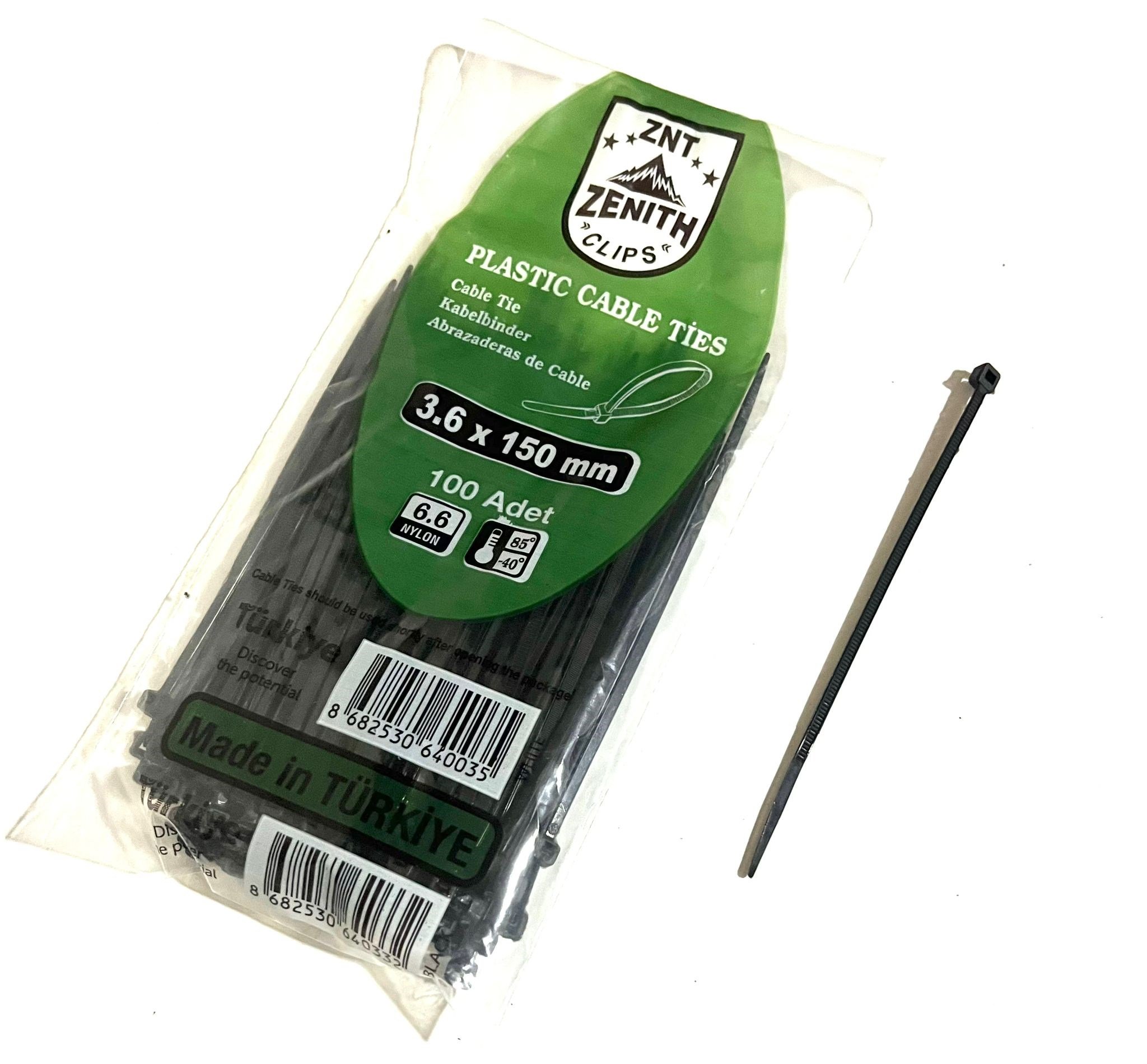 CEVHERS CIRT 3,6 MM X 150MM KABLO BAĞI İTHAL SİYAH (1 PAKET = 100 ADET )