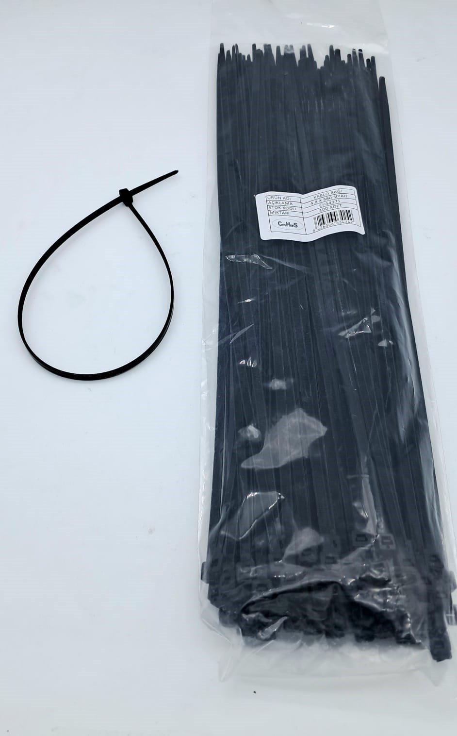 CEVHERS CIRT 4,8 MM X 380 MM KABLO BAĞI İTHAL SİYAH (1 PAKET = 100 ADET )