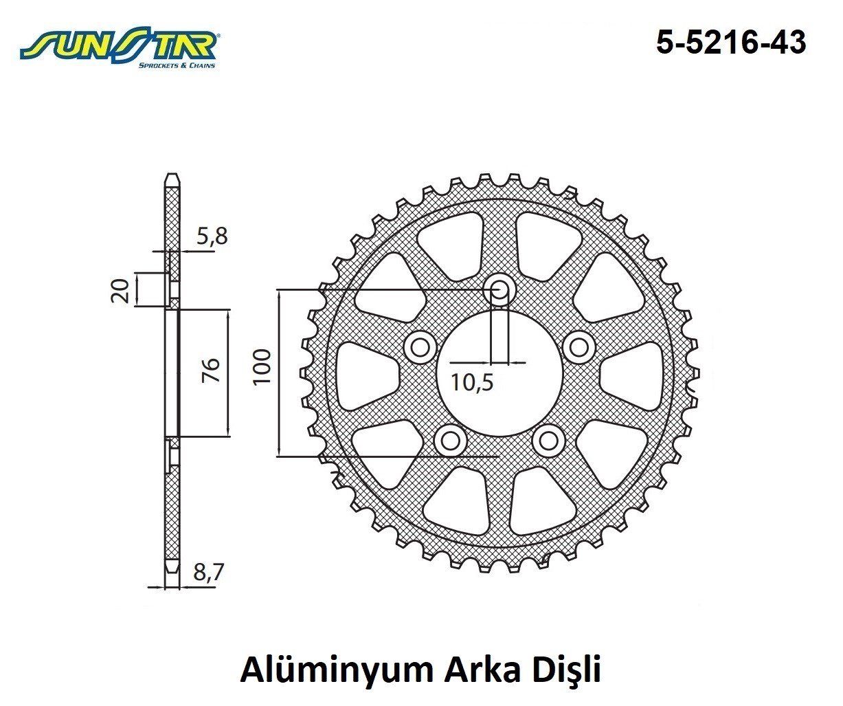 SUNSTAR ARKA DİŞLİ ALÜMİNYUM