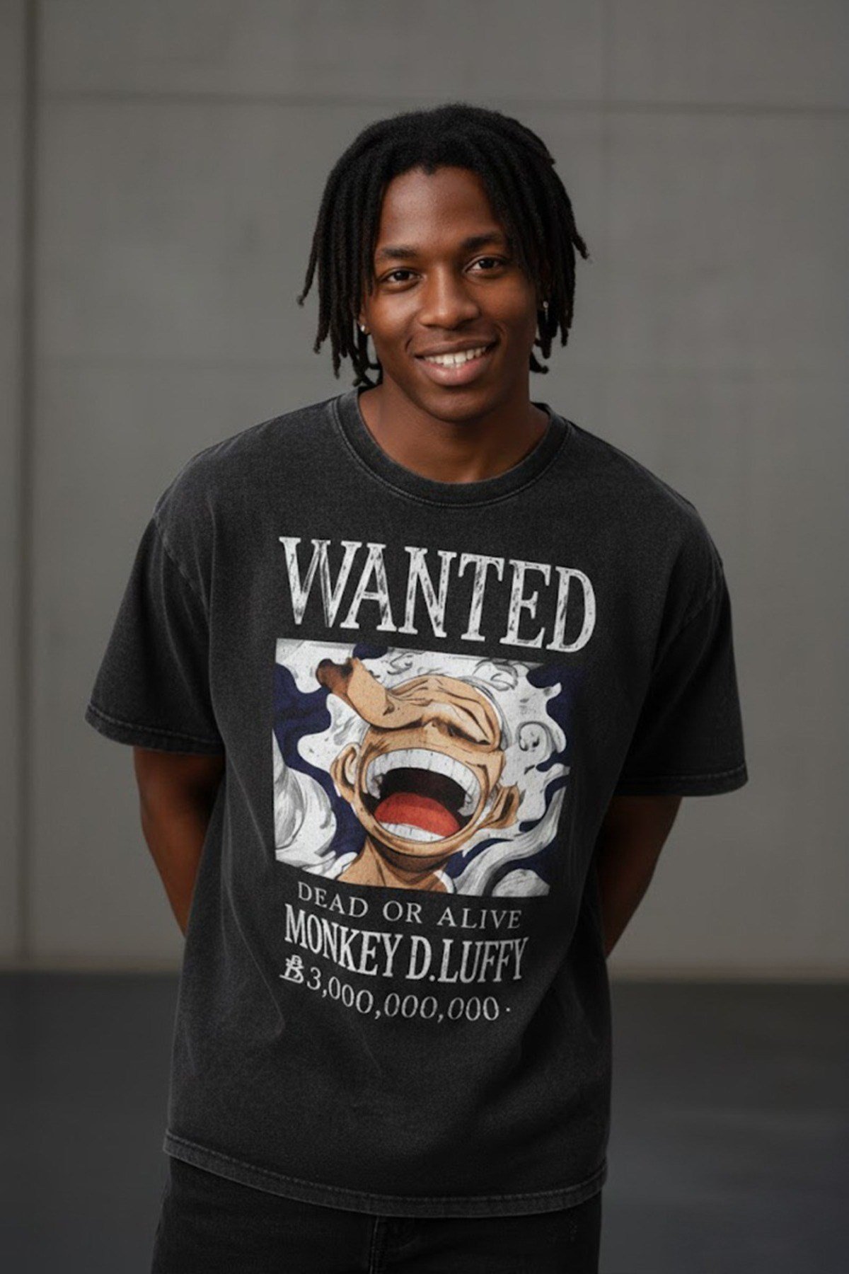 Anime One Piece Luffy Gear 5 Wanted Unisex Yıkamalı Retro Tişört