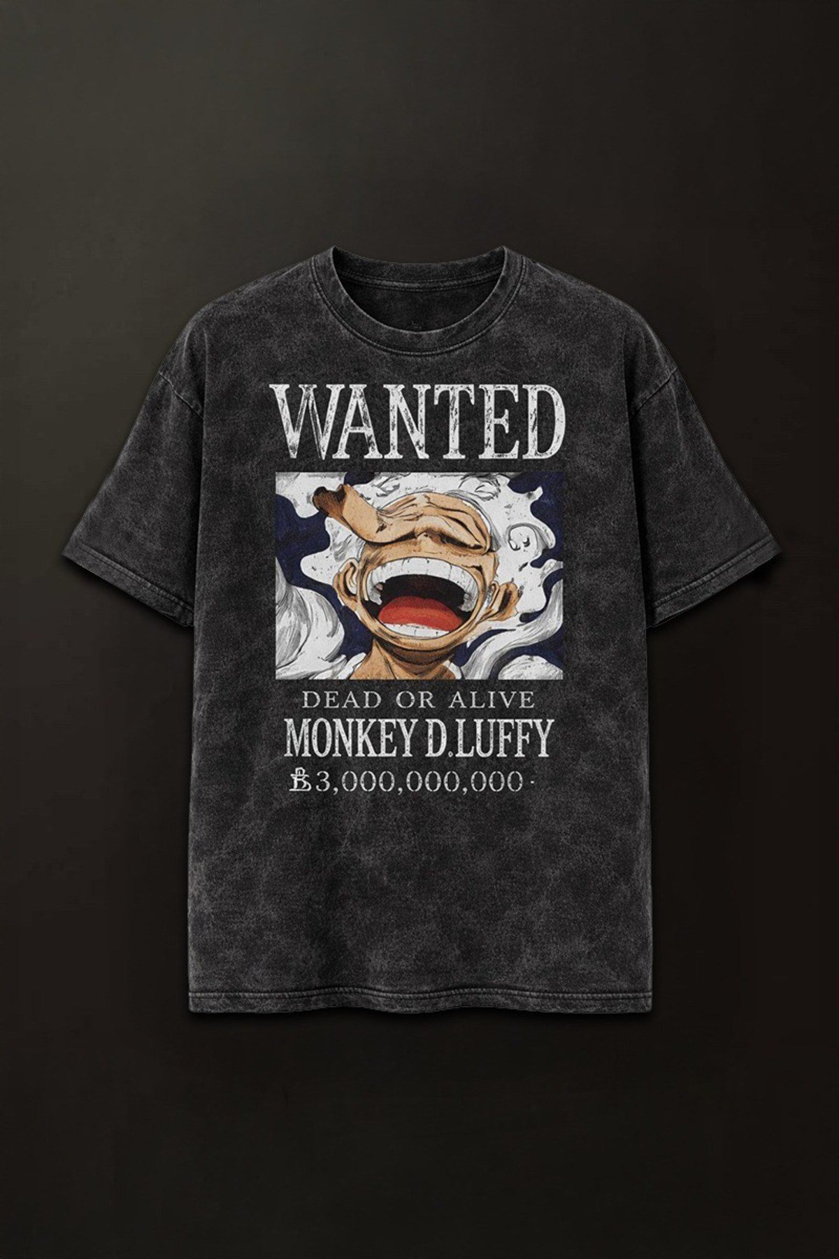 Anime One Piece Luffy Gear 5 Wanted Unisex Yıkamalı Retro Tişört