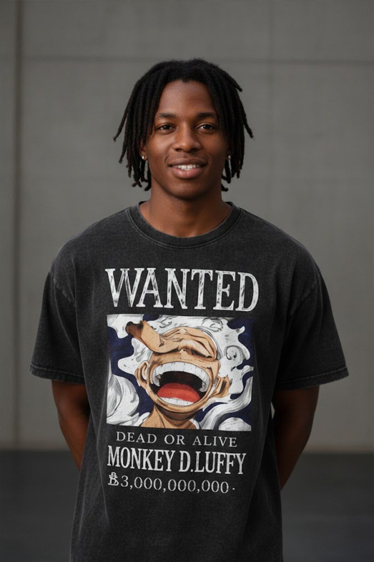 Anime One Piece Luffy Gear 5 Wanted Unisex Yıkamalı Retro Tişört