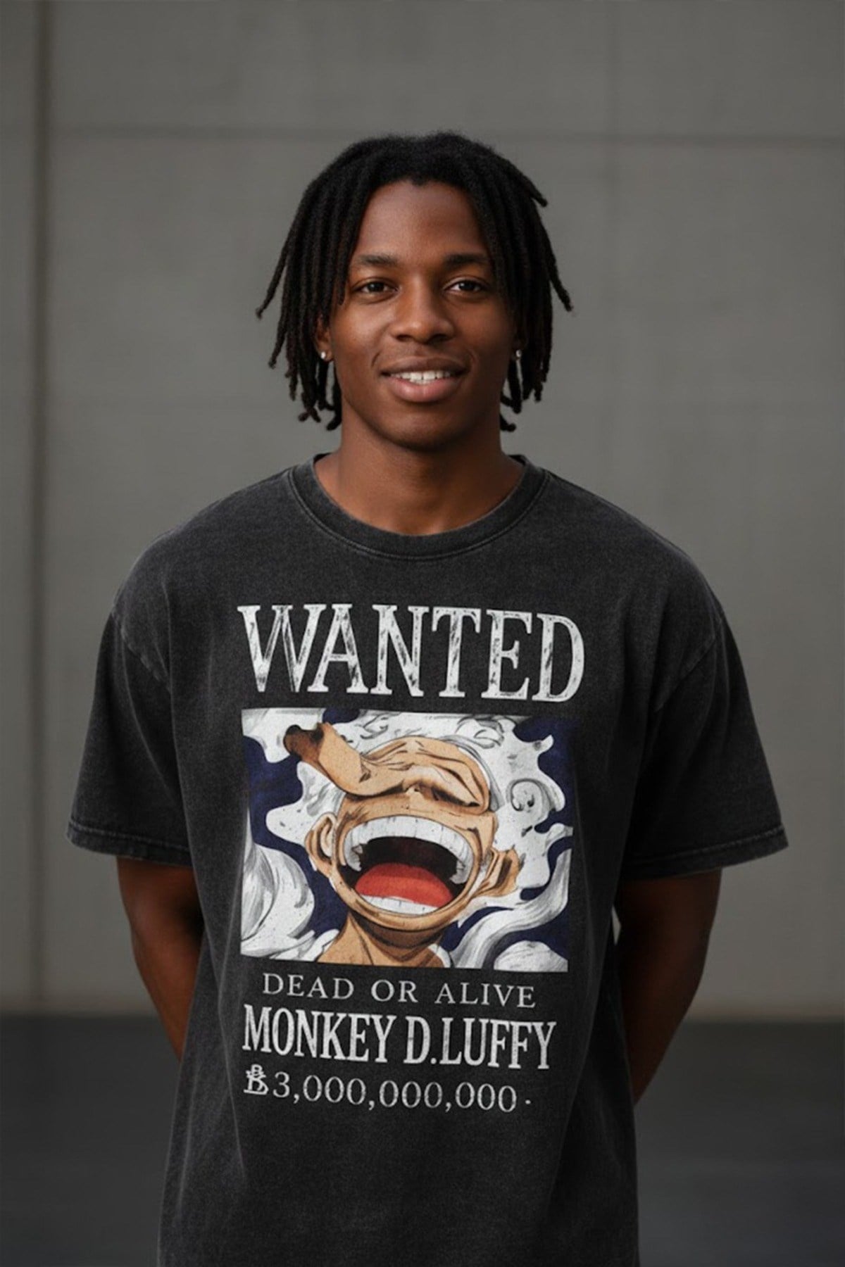Anime One Piece Luffy Gear 5 Wanted Unisex Yıkamalı Retro Tişört