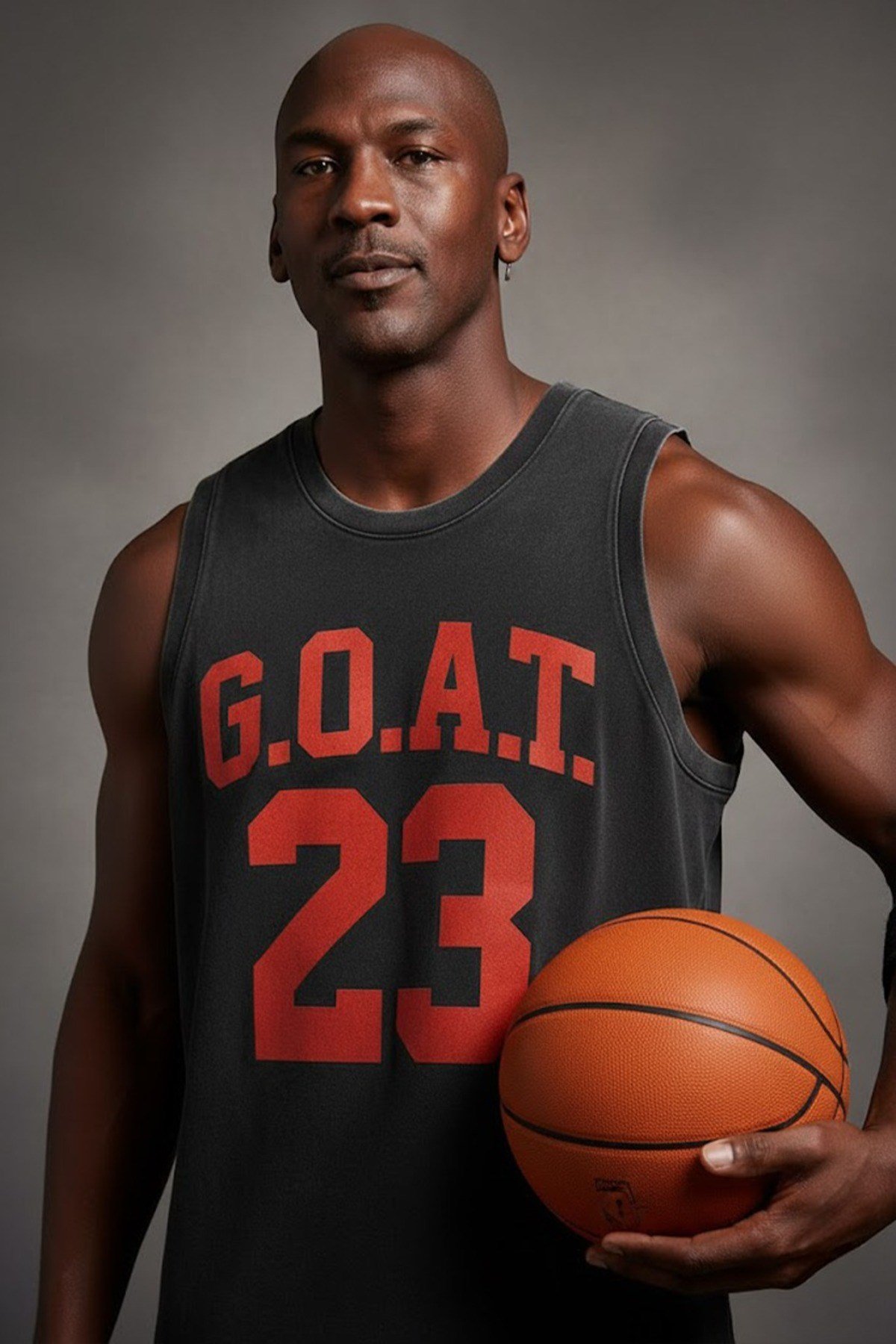Siyah Erkek Pamuklu Antrenman Sporcu Atleti Oversize Yıkamalı Goat 23 Baskılı Kolsuz T-Shirt