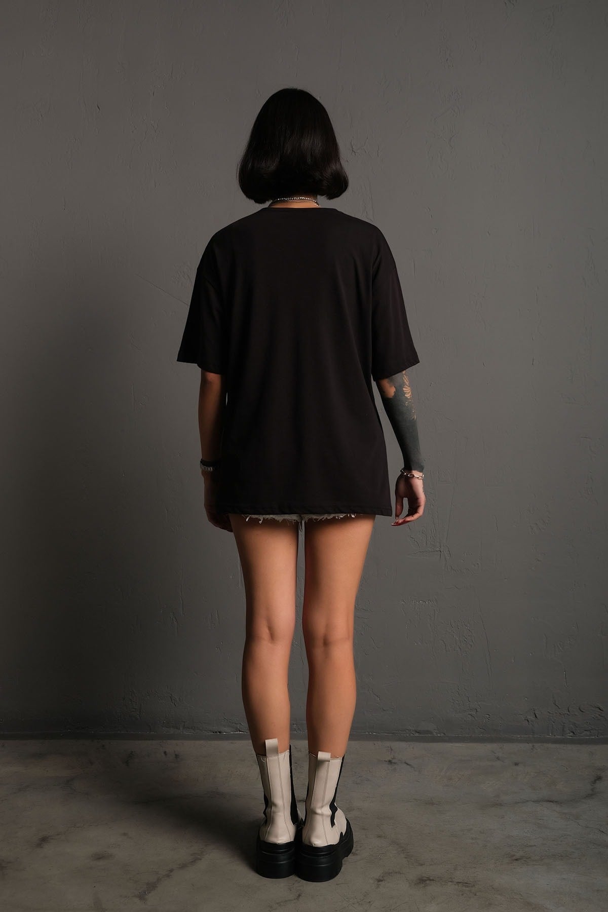 Siyah Oversize Evolution Baskılı Unisex Tişört