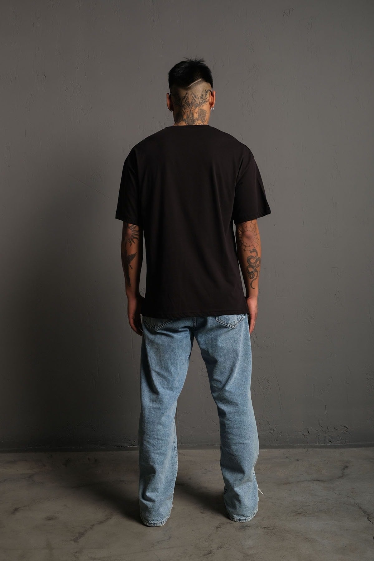 Siyah Oversize Evolution Baskılı Unisex Tişört